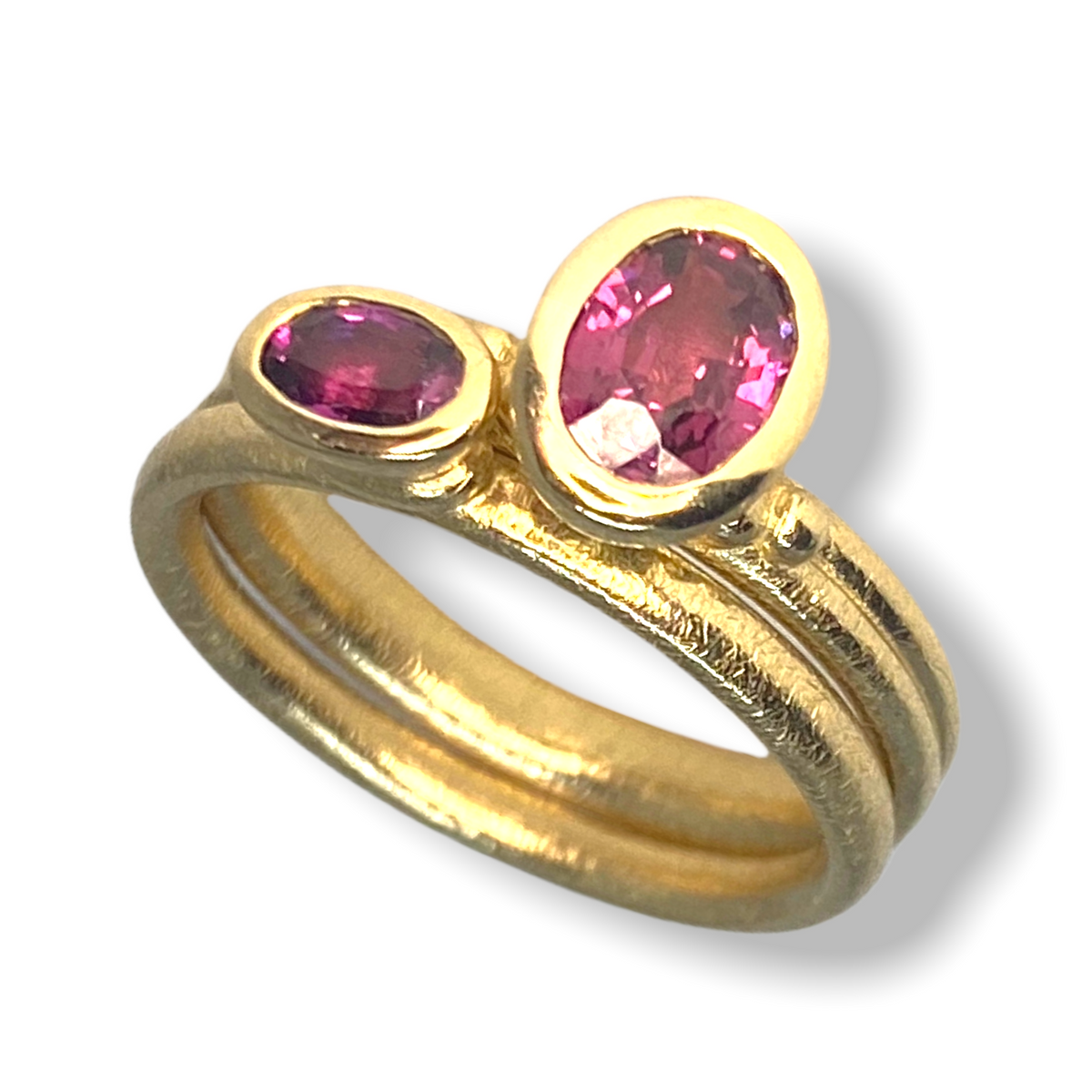 Ruby Long Oval Shaped Stacker | Gold Stacking Ring | Choose Your Metal And Gemstone