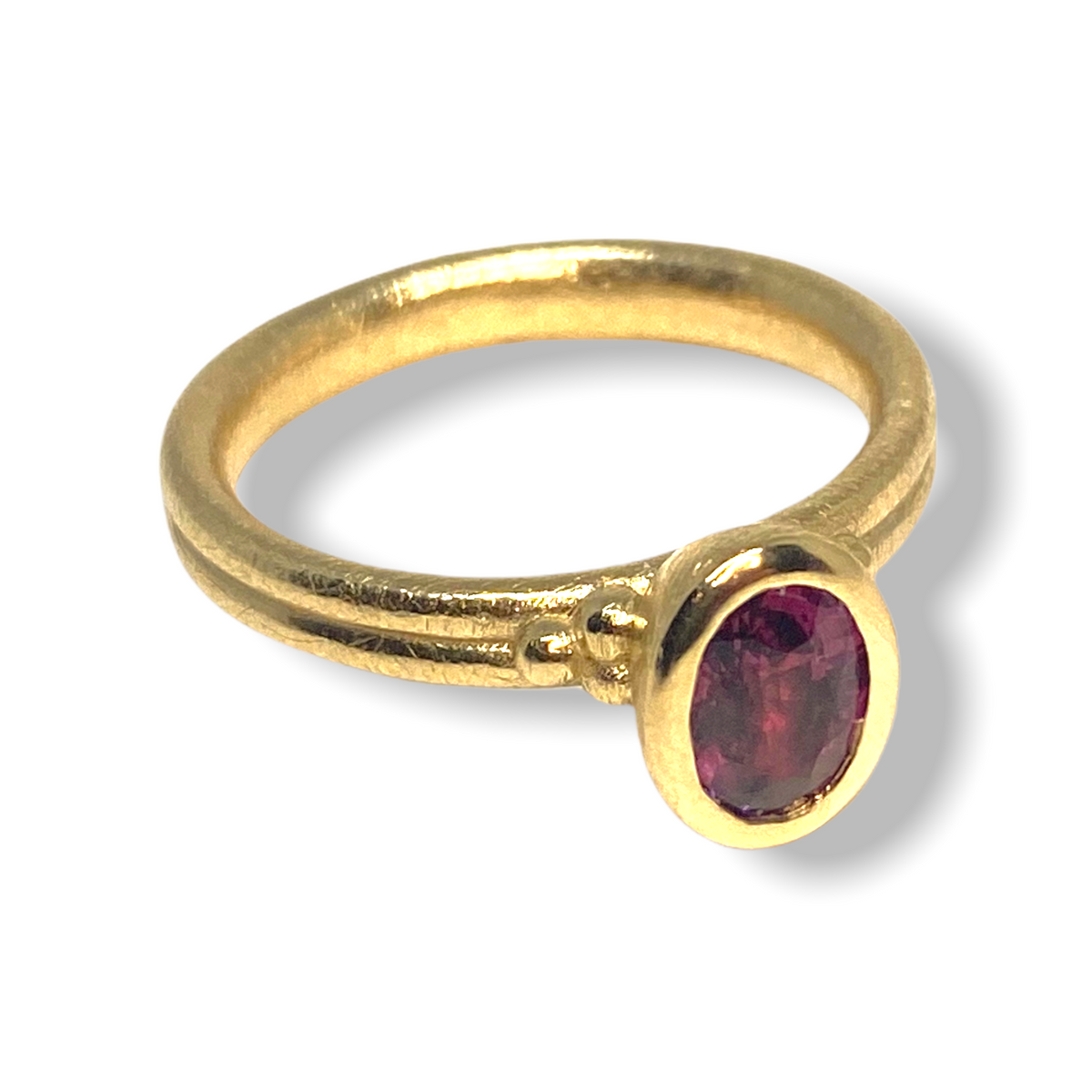 Ruby Long Oval Shaped Stacker | Gold Stacking Ring | Choose Your Metal And Gemstone