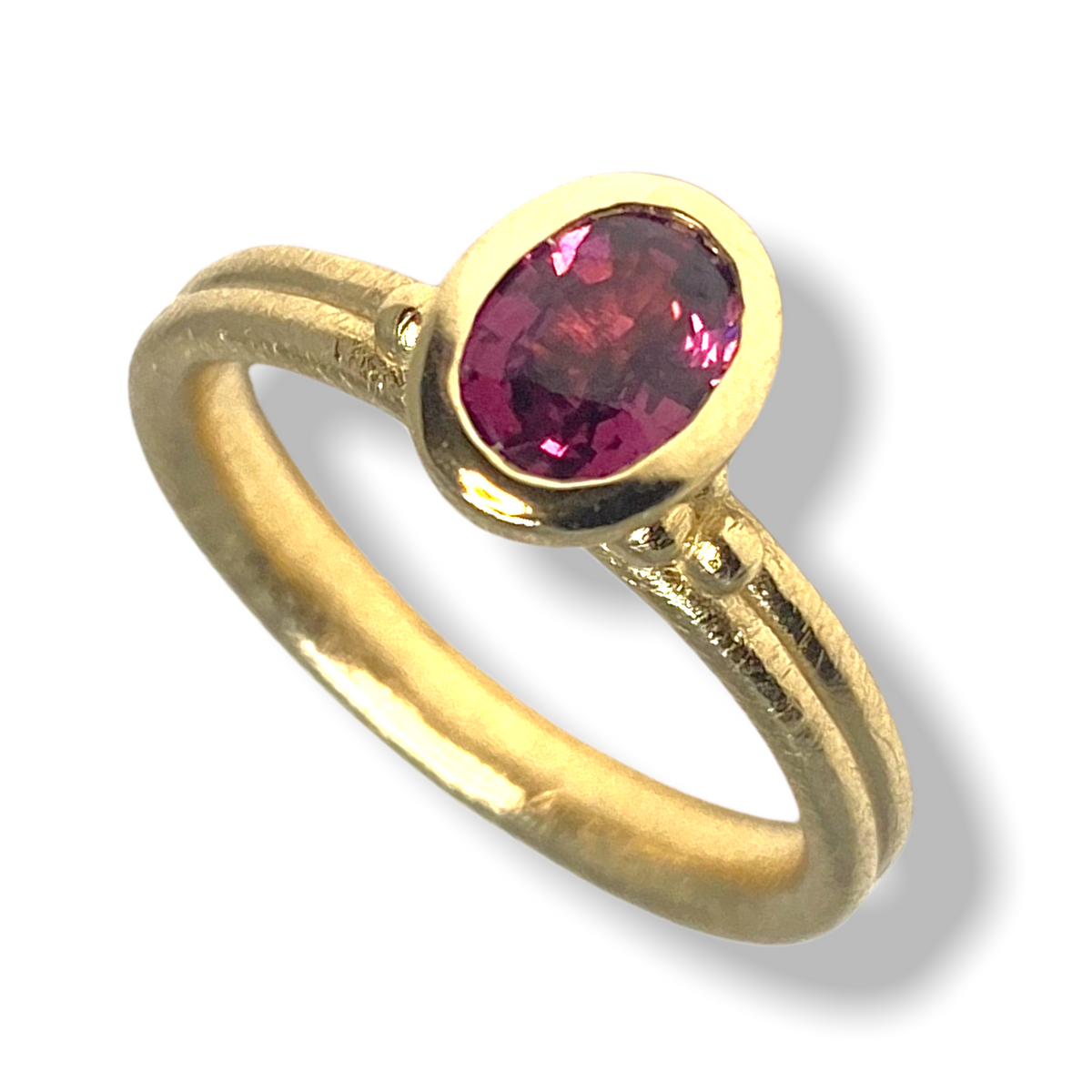 Ruby Long Oval Shaped Stacker | Gold Stacking Ring | Choose Your Metal And Gemstone