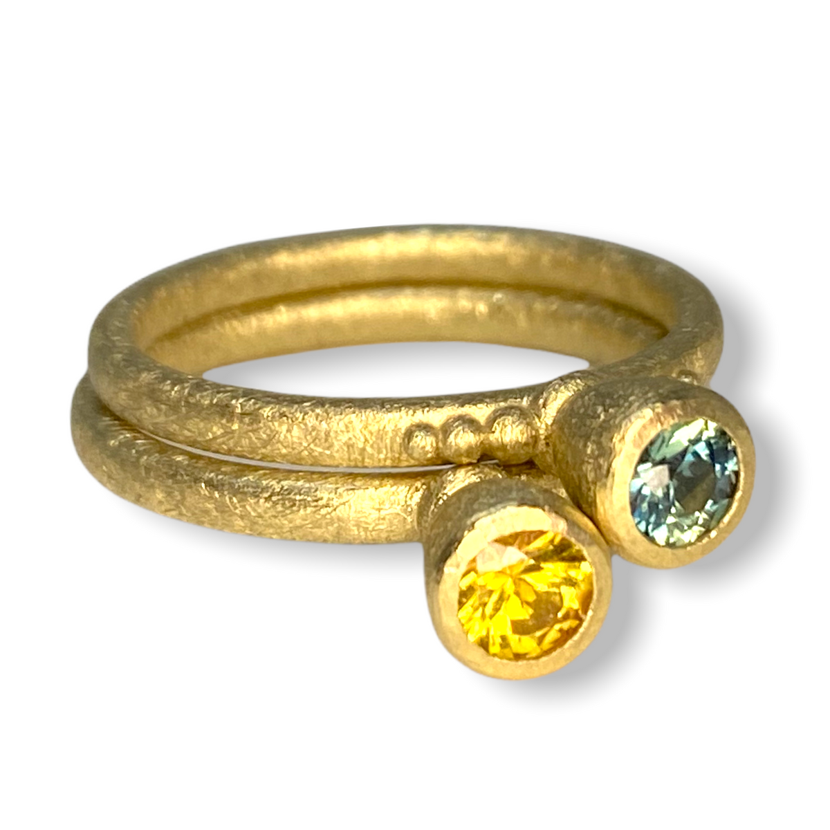 Tulip Tall Cone Shaped Stacker | Gold Stacking Ring With Granules | Choose Your Metal And Gemstones