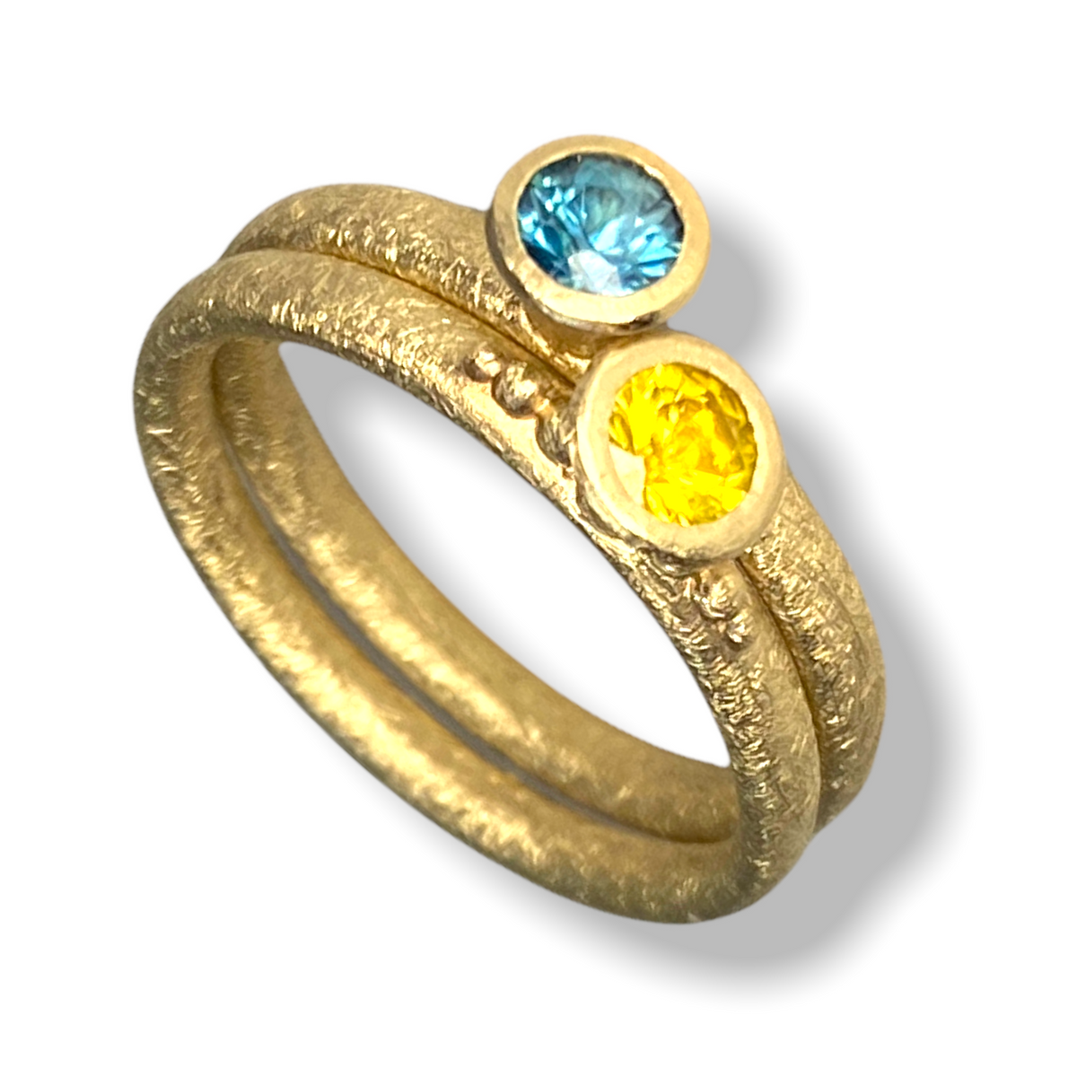 Sylvia Cone Shaped Stacker | Gold Stacking Ring With Granules | Choose Your Metal And Gemstones