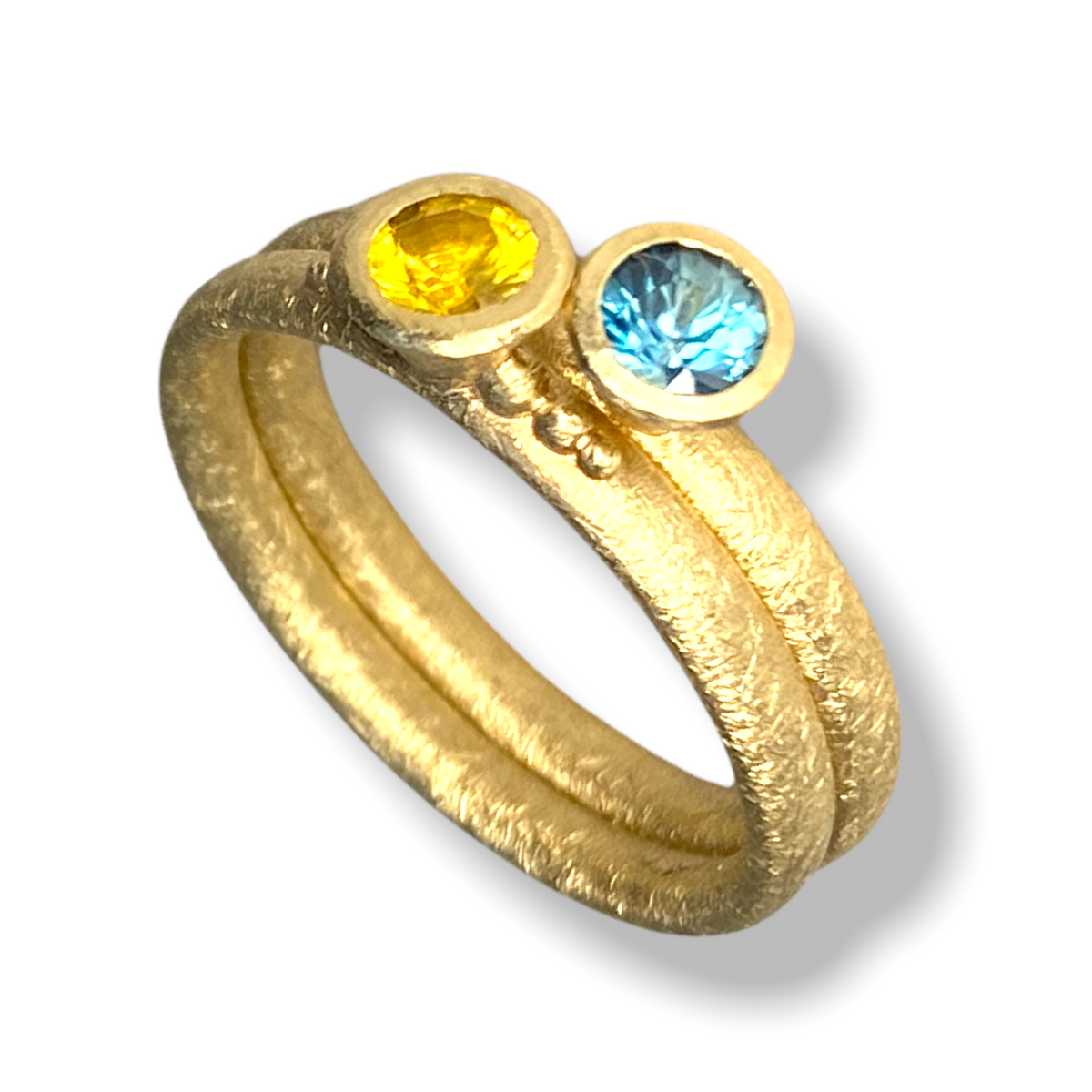 Sylvia Cone Shaped Stacker | Gold Stacking Ring With Granules | Choose Your Metal And Gemstones
