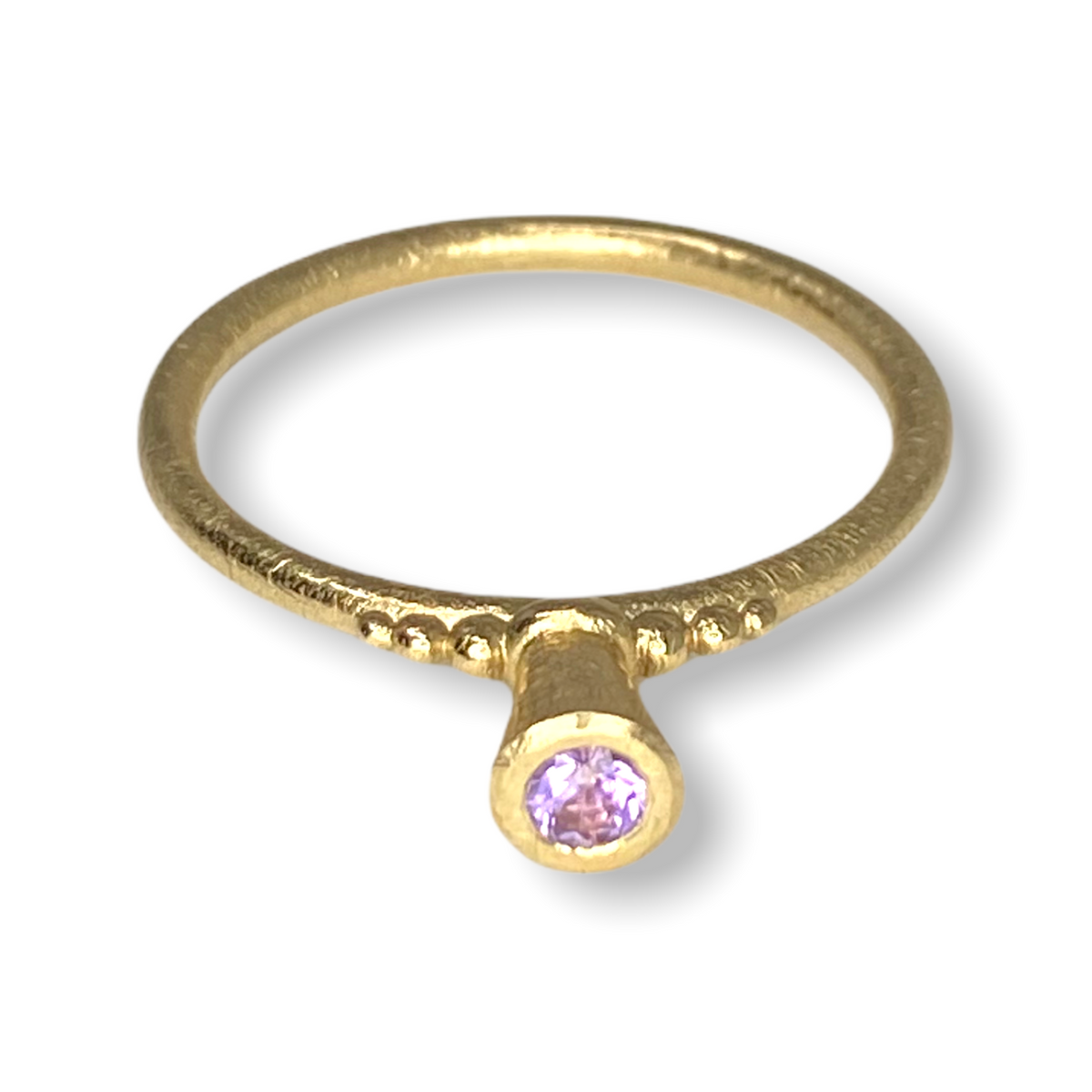 Victoria V-Cone Shaped Stacker | Gold Stacking Ring With Granules | Choose Your Metal And Gemstones