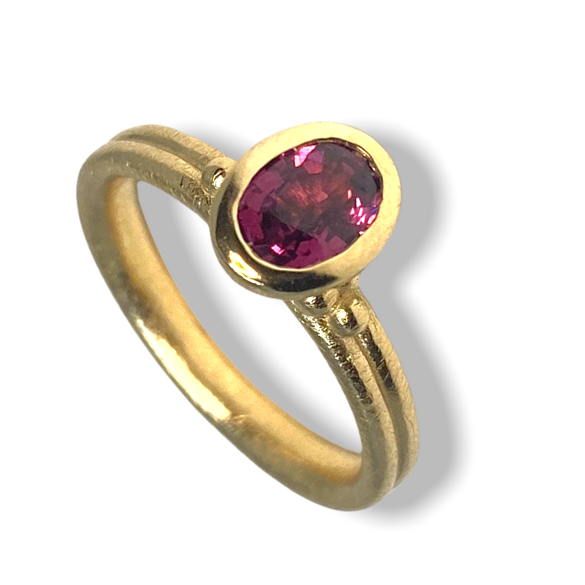 Ruby Long Oval Shaped Stacker | Gold Stacking Ring | Choose Your Metal And Gemstone