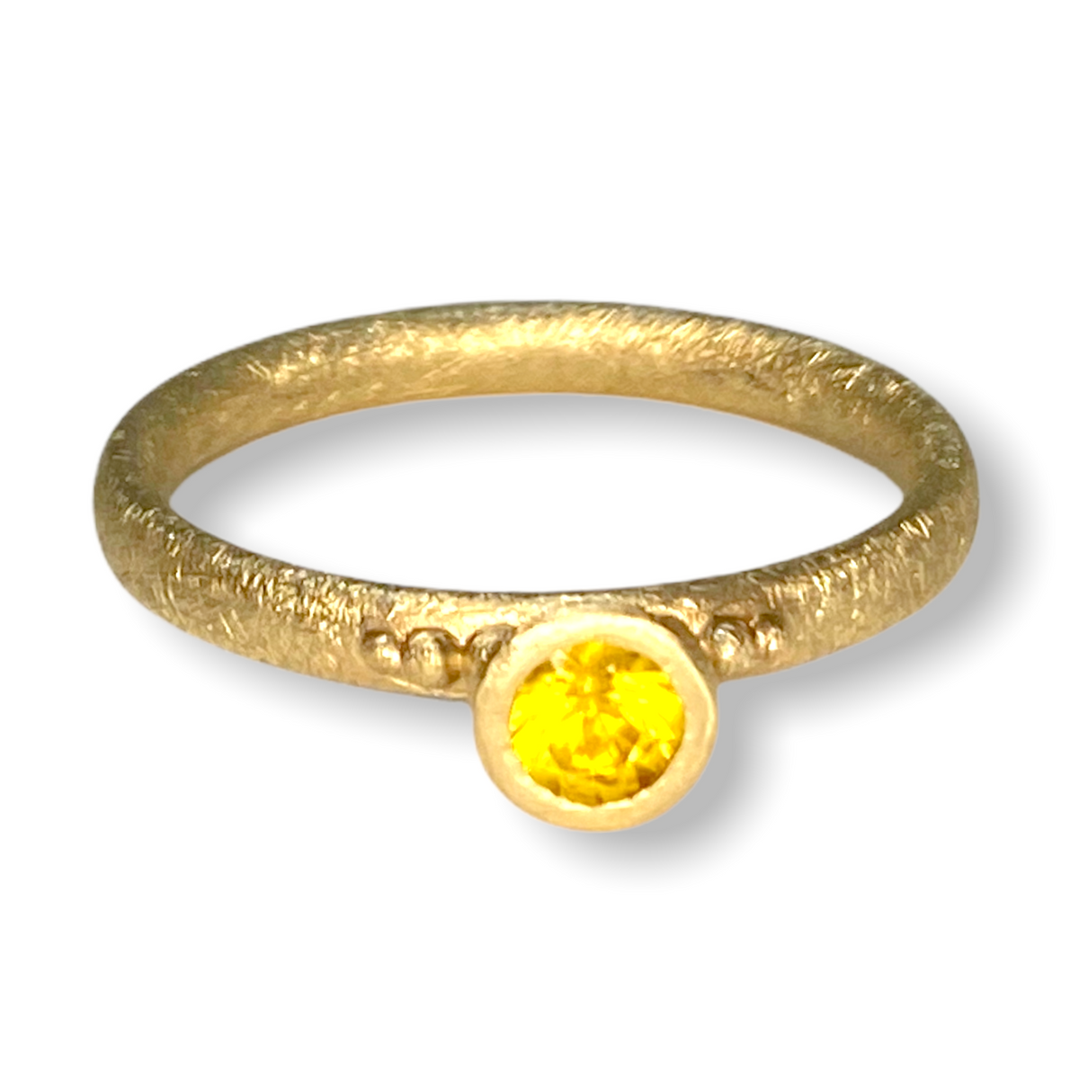 Sylvia Cone Shaped Stacker | Gold Stacking Ring With Granules | Choose Your Metal And Gemstones
