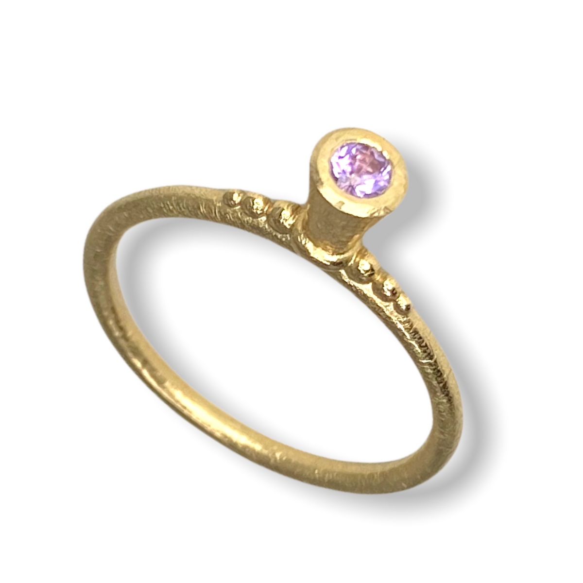 Victoria V-Cone Shaped Stacker | Gold Stacking Ring With Granules | Choose Your Metal And Gemstones