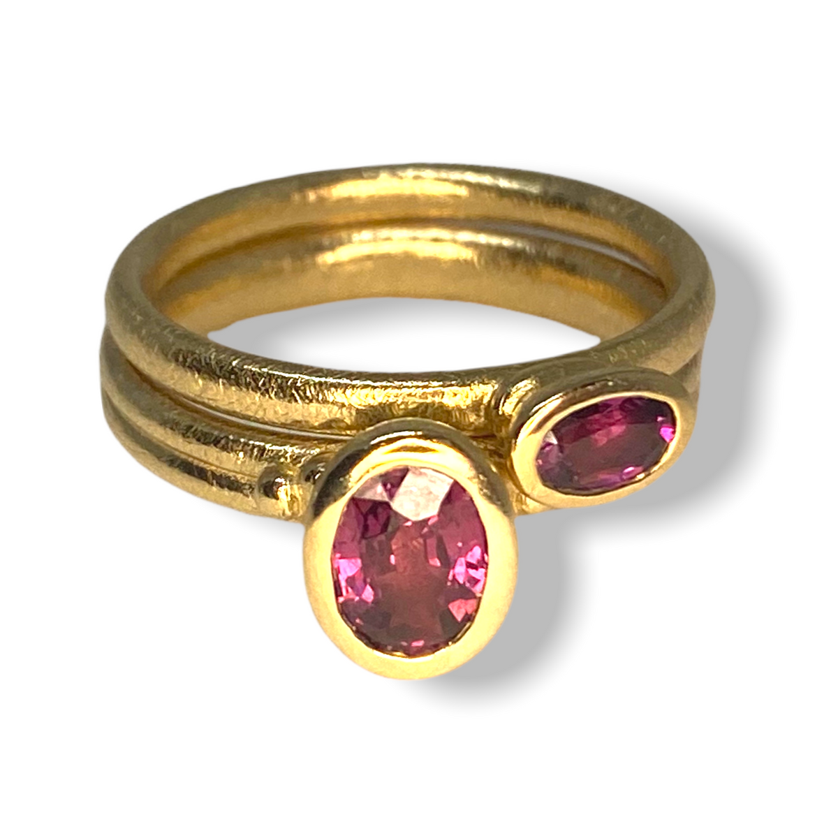 Ruby Long Oval Shaped Stacker | Gold Stacking Ring | Choose Your Metal And Gemstone