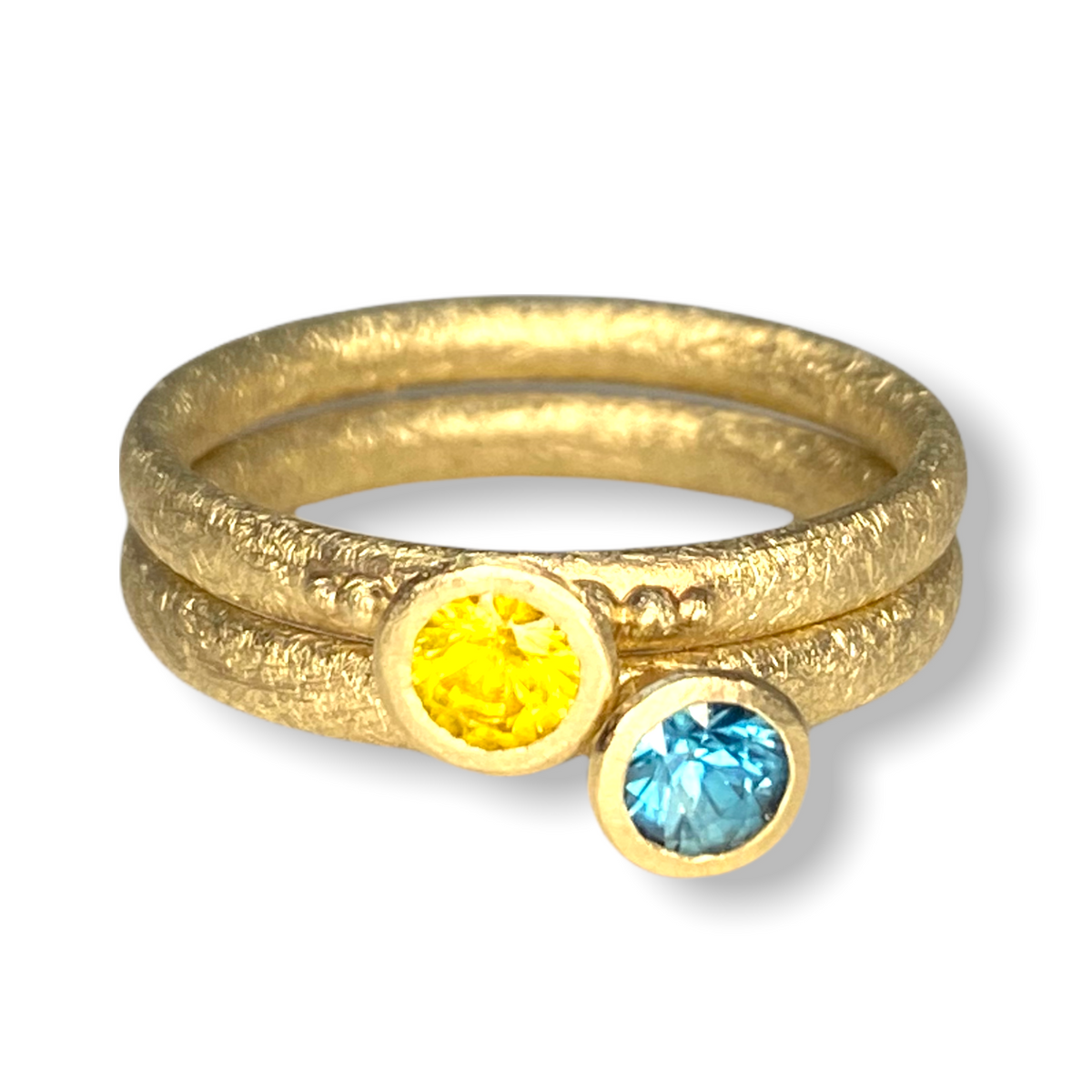 Sylvia Cone Shaped Stacker | Gold Stacking Ring With Granules | Choose Your Metal And Gemstones