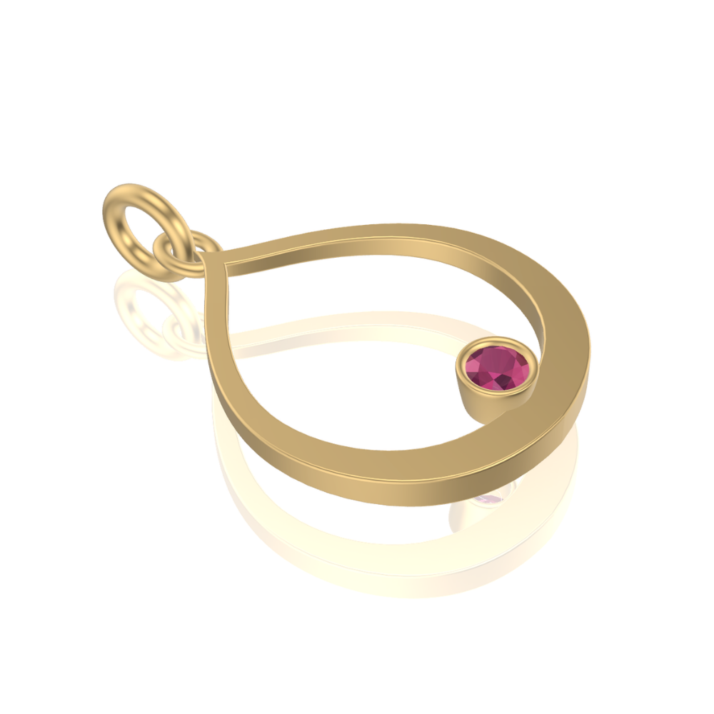 Flame Drop Framed Charm | Gold Pendant, Large | Choose Your Metal And Gemstones