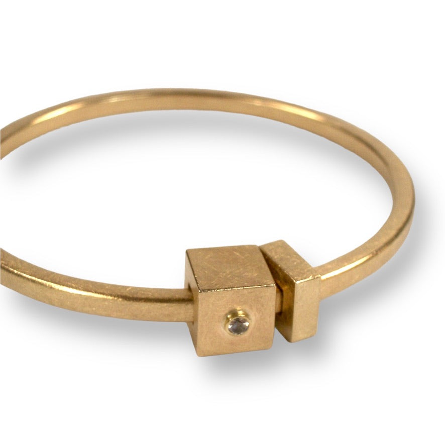 Linda's Custom Bespoke Boxed Bangle  | In Remodelled 9ct Yellow Gold | Set With Her Own Diamonds
