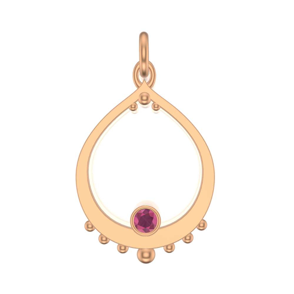 Flame Drop Framed Charm | Gold Pendant With Granules, Large | Choose Your Metal And Gemstones