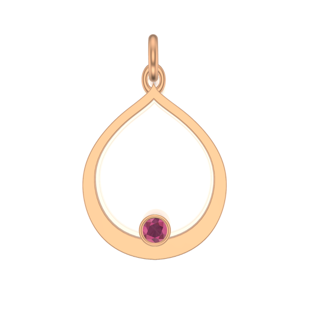 Flame Drop Framed Charm | Gold Pendant, Large | Choose Your Metal And Gemstones