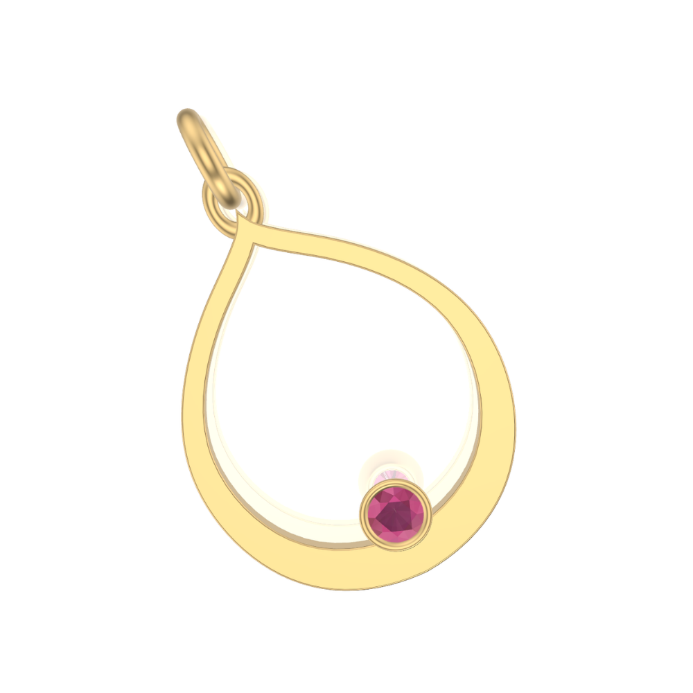 Flame Drop Framed Charm | Gold Pendant, Large | Choose Your Metal And Gemstones