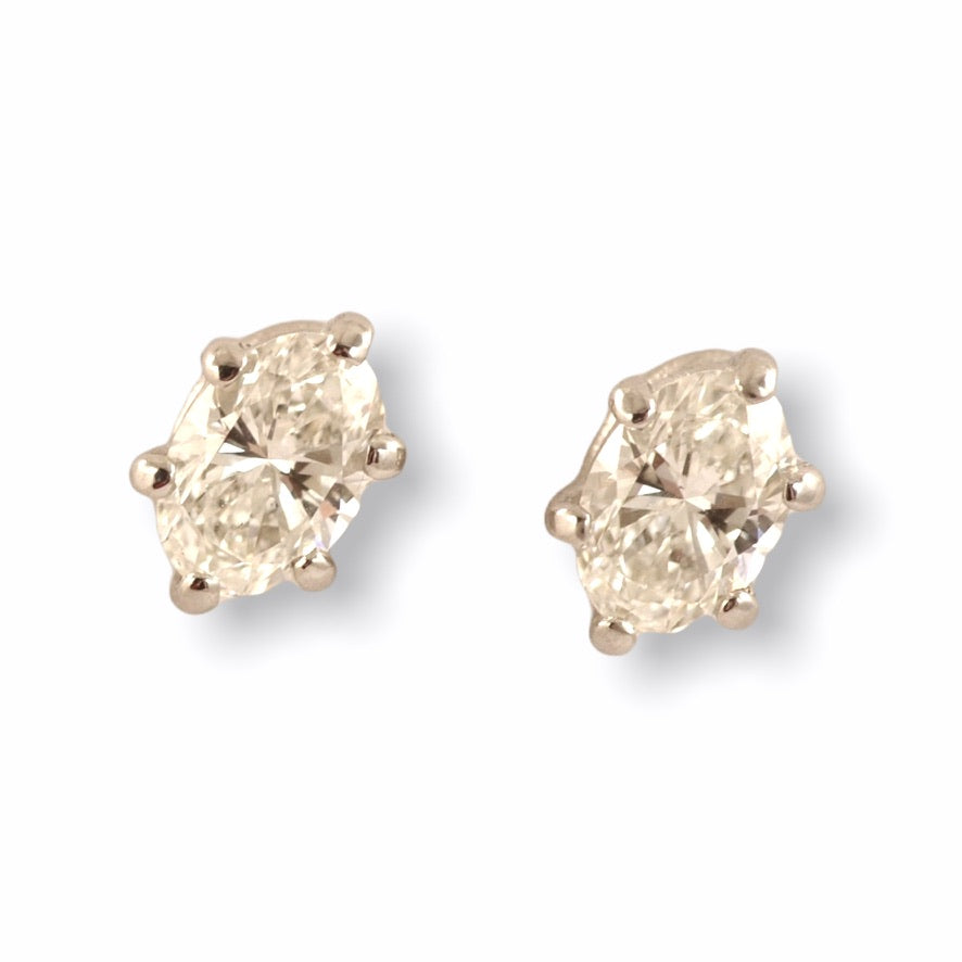 Grace&#39;s Custom Bespoke Oval Stud Earrings  | In 18ct White Gold | Set With Oval Diamonds