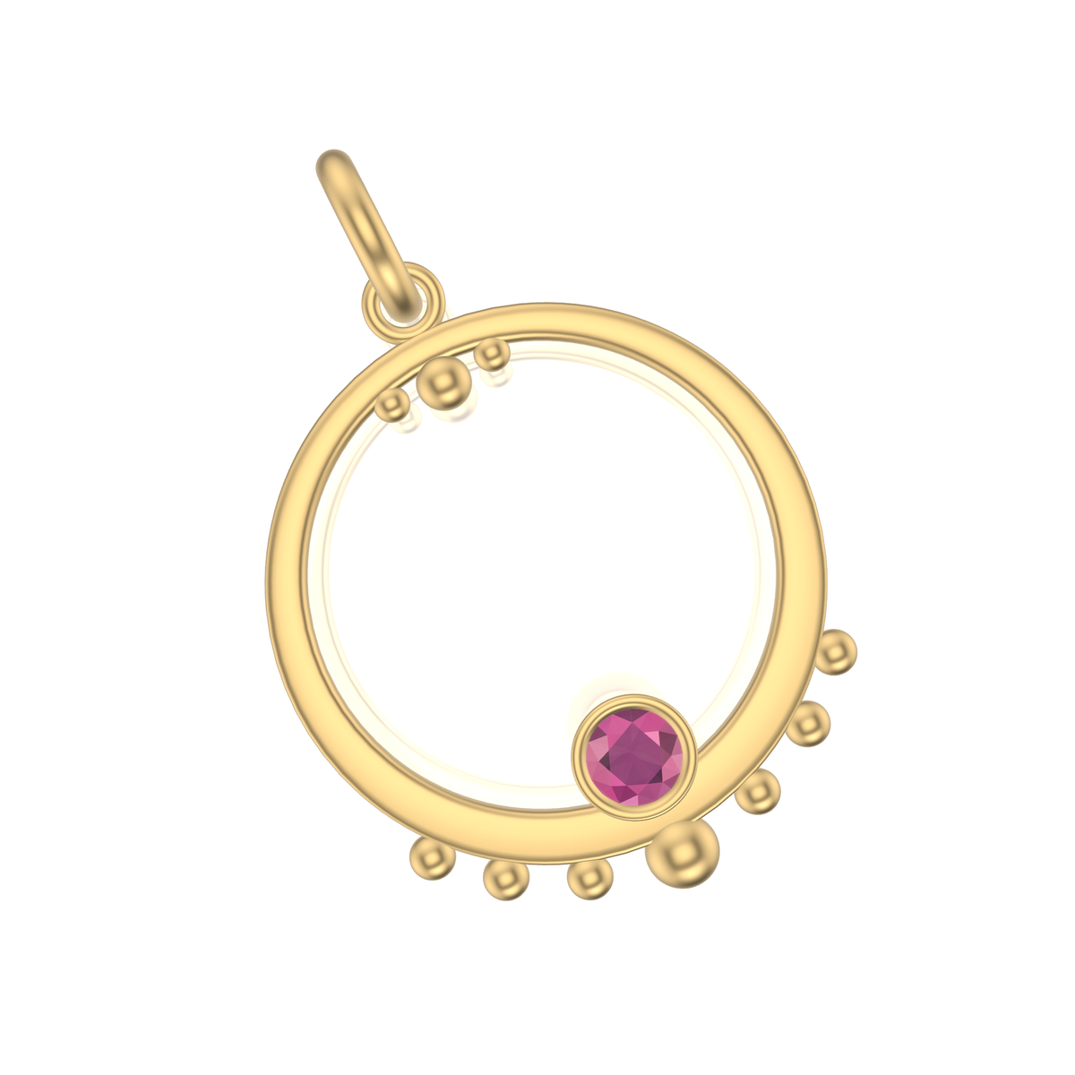 Mothers Circle Framed Charm | Gold Pendant With Granules, Large | Choose Your Metal And Gemstones