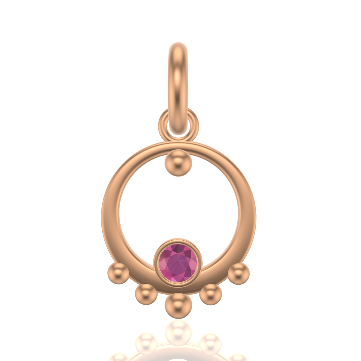 Mothers Circle Framed Charm | Gold Pendant With Granules, Small | Choose Your Metal And Gemstone