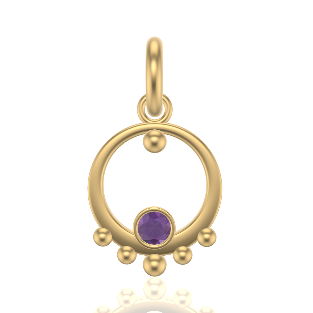 Mothers Circle Framed Charm | Gold Pendant With Granules, Small | Choose Your Metal And Gemstone