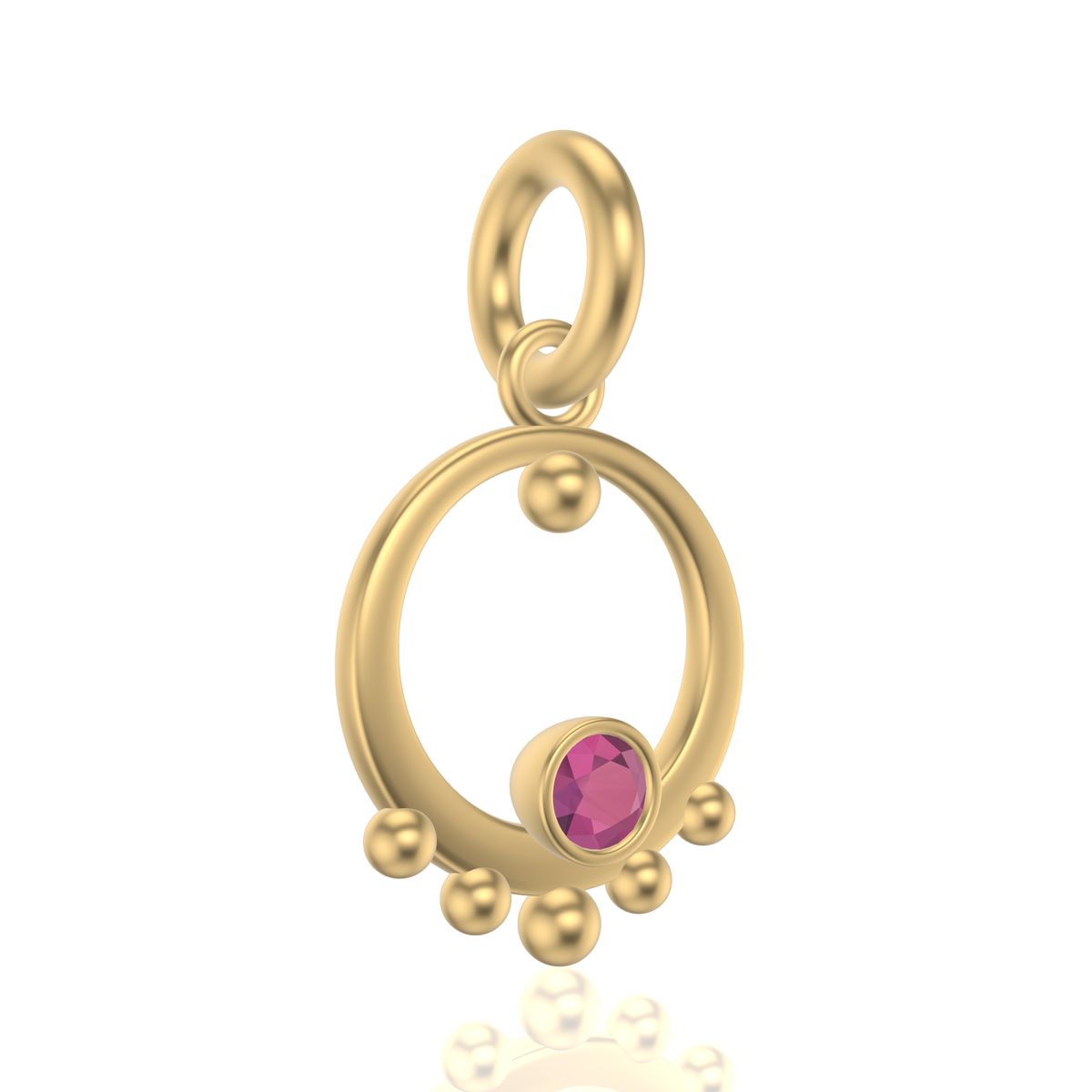 Mothers Circle Framed Charm | Gold Pendant With Granules, Small | Choose Your Metal And Gemstone