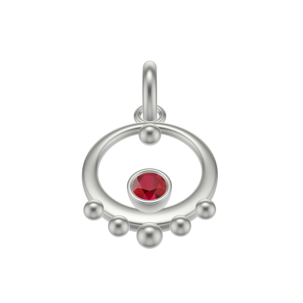 Mothers Circle Framed Charm | Silver Pendant With Granules, Small | Choose Your Gemstone