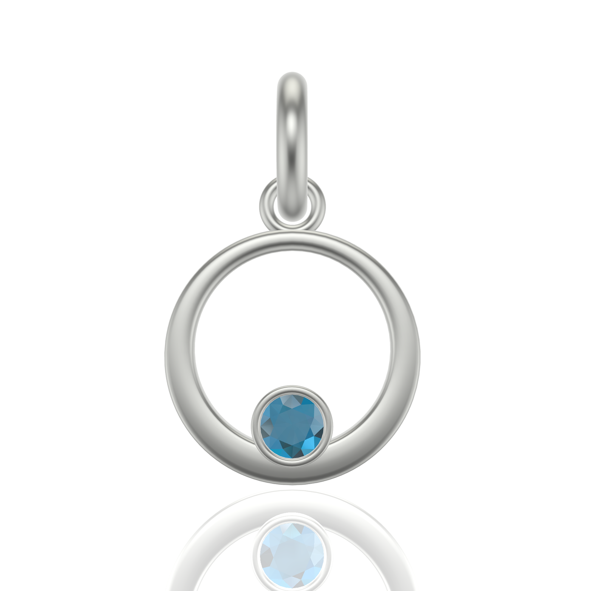 Mothers Circle Framed Charm | Silver Pendant, Small | Choose Your Gemstone