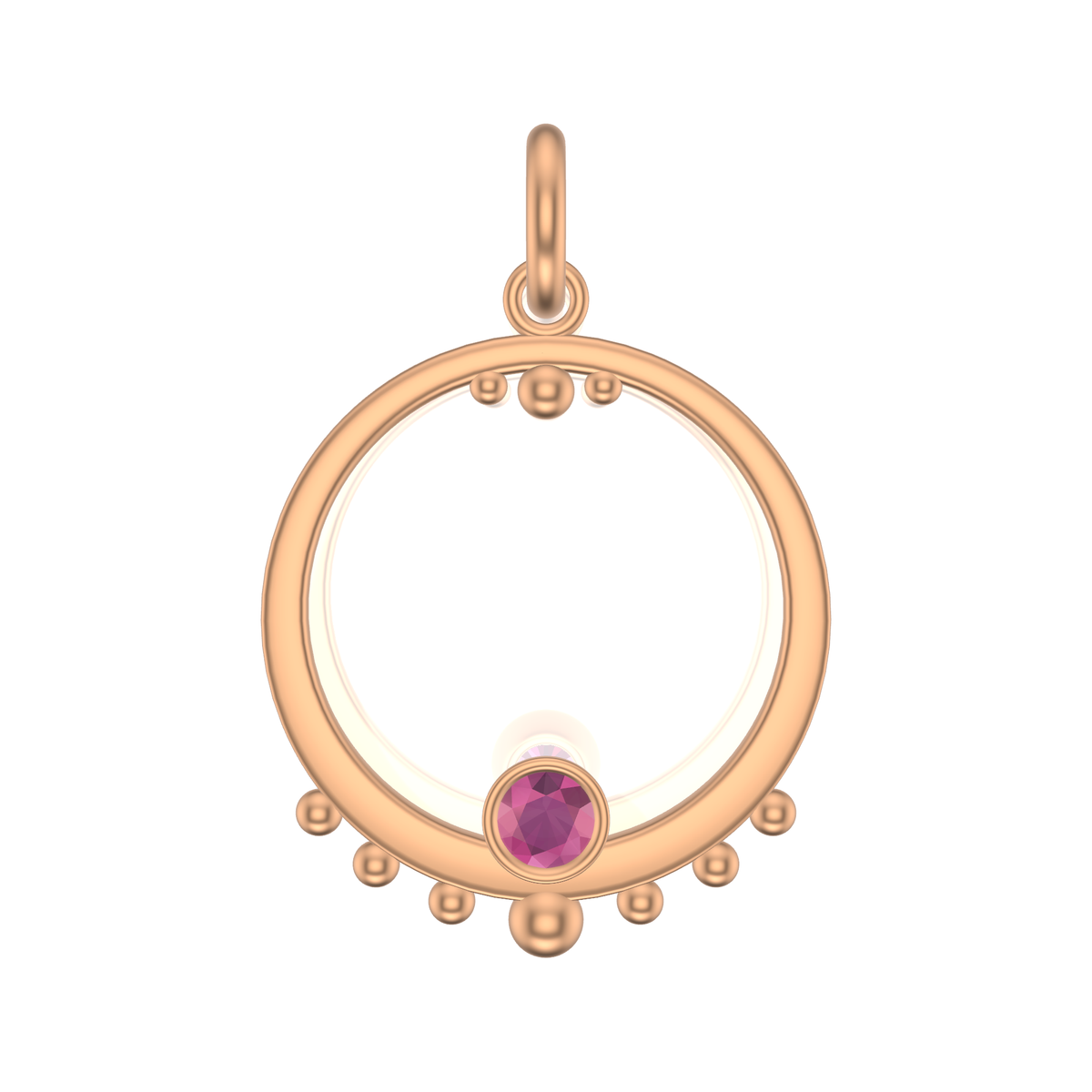 Mothers Circle Framed Charm | Gold Pendant With Granules, Large | Choose Your Metal And Gemstones