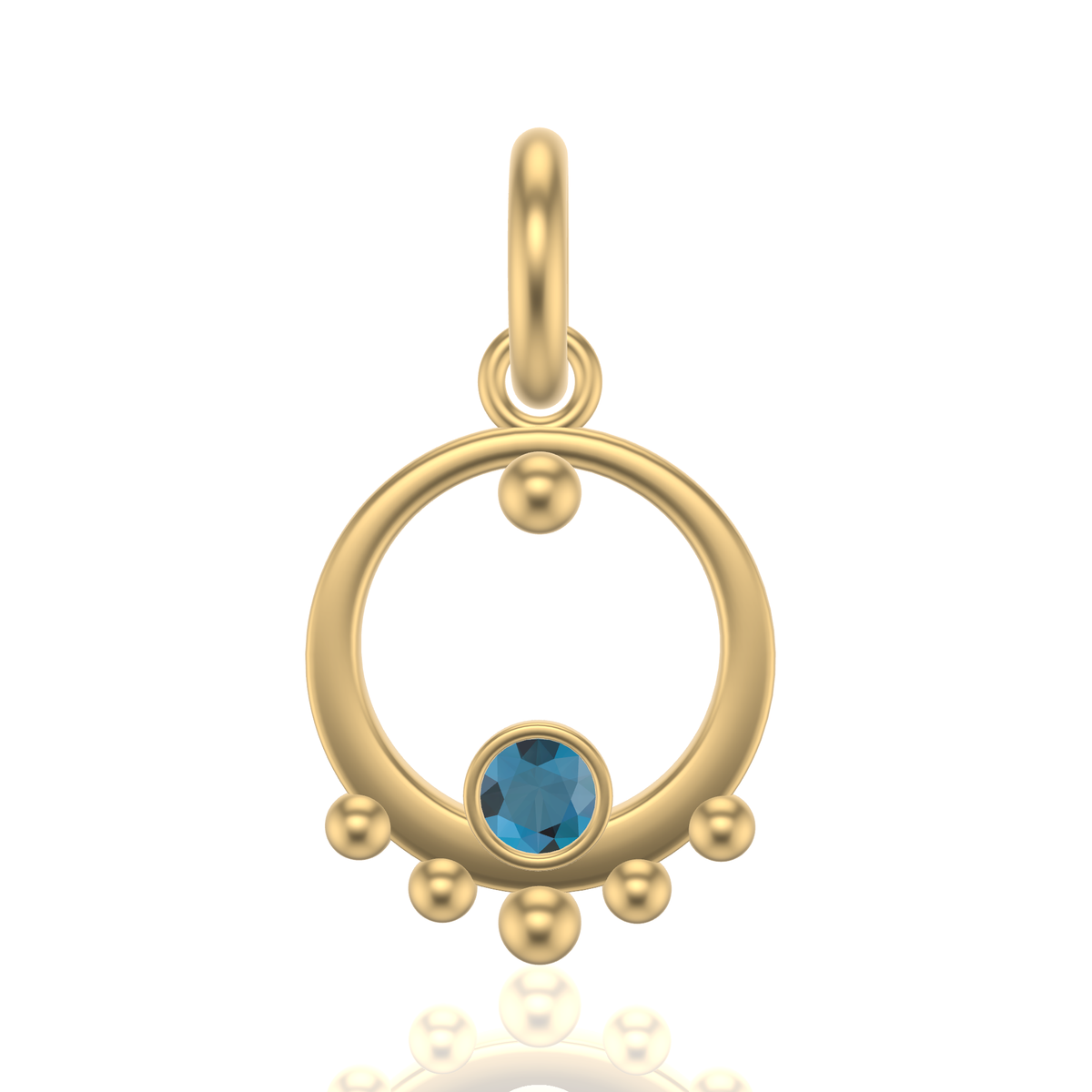 Mothers Circle Framed Charm | Gold Pendant With Granules, Small | Choose Your Metal And Gemstone