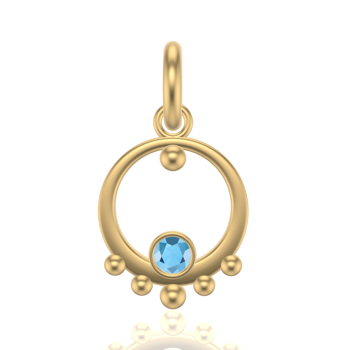 Mothers Circle Framed Charm | Gold Pendant With Granules, Small | Choose Your Metal And Gemstone