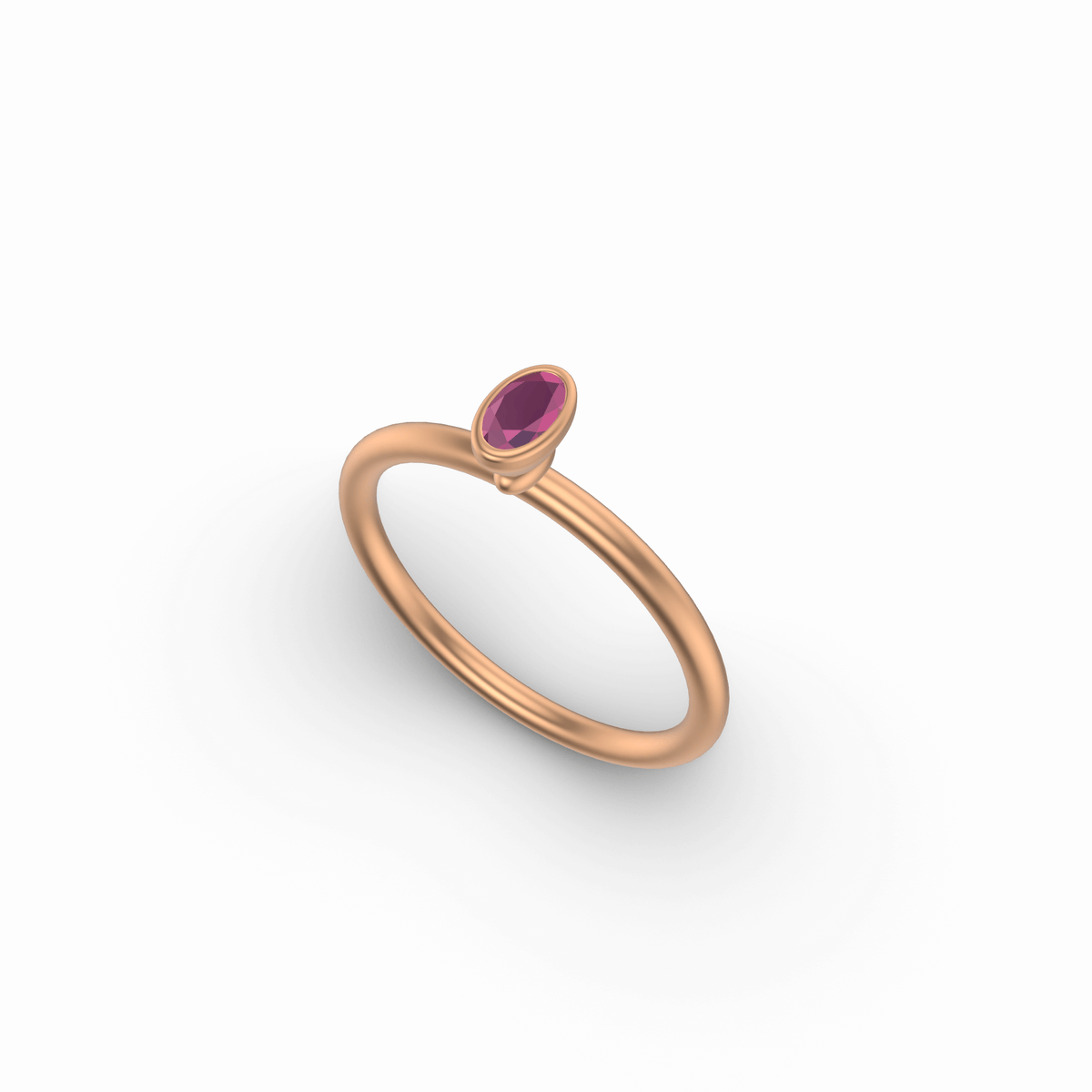 Ruby Mini Long Oval Shaped Stacker | Gold Stacking Ring | Choose Your Metal And Gemstone