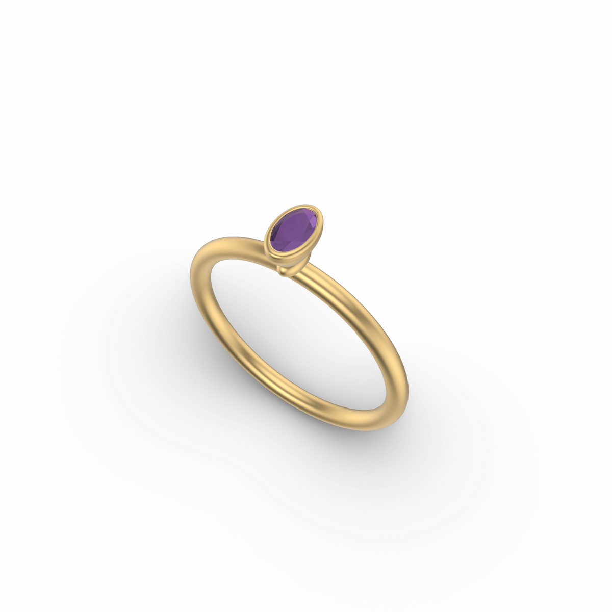 Ruby Mini Long Oval Shaped Stacker | Gold Stacking Ring | Choose Your Metal And Gemstone