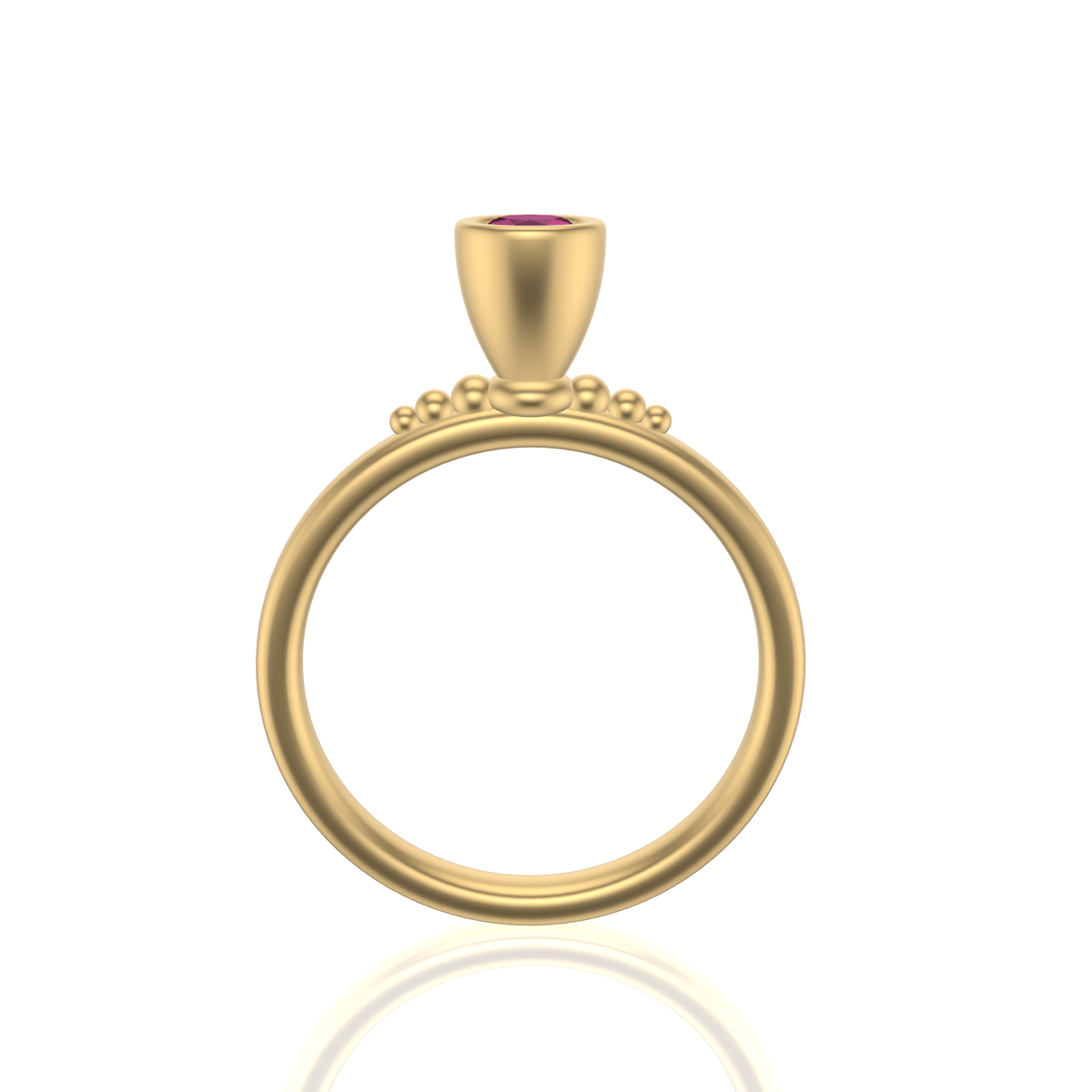 Tulip Tall Cone Shaped Stacker | Gold Stacking Ring With Granules | Choose Your Metal And Gemstones