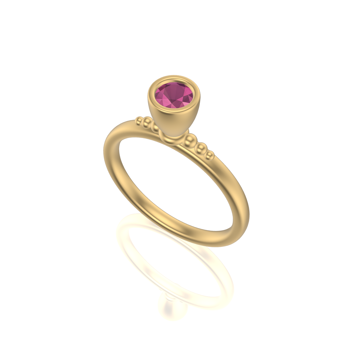 Tulip Tall Cone Shaped Stacker | Gold Stacking Ring With Granules | Choose Your Metal And Gemstones