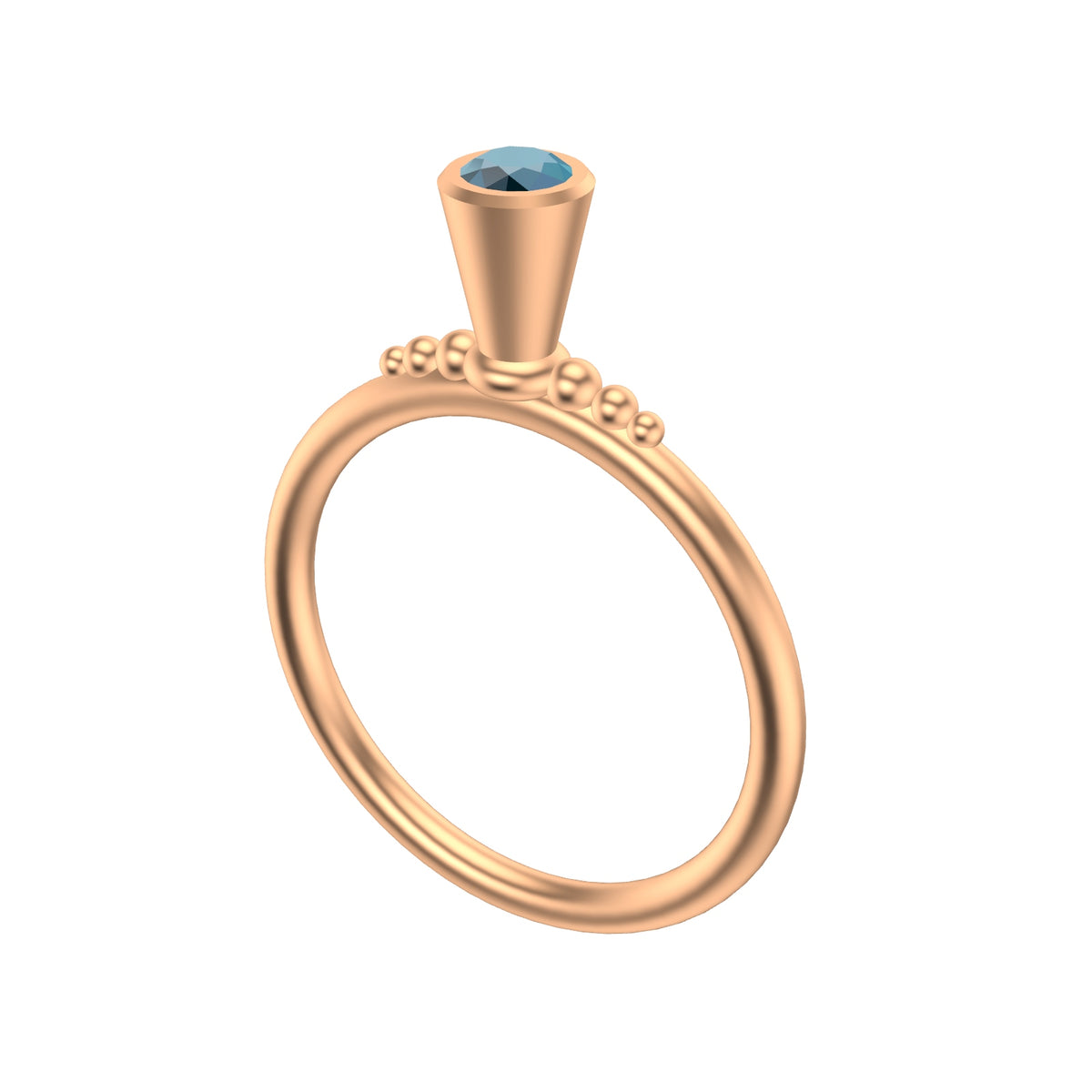 Victoria V-Cone Shaped Stacker | Gold Stacking Ring With Granules | Choose Your Metal And Gemstones