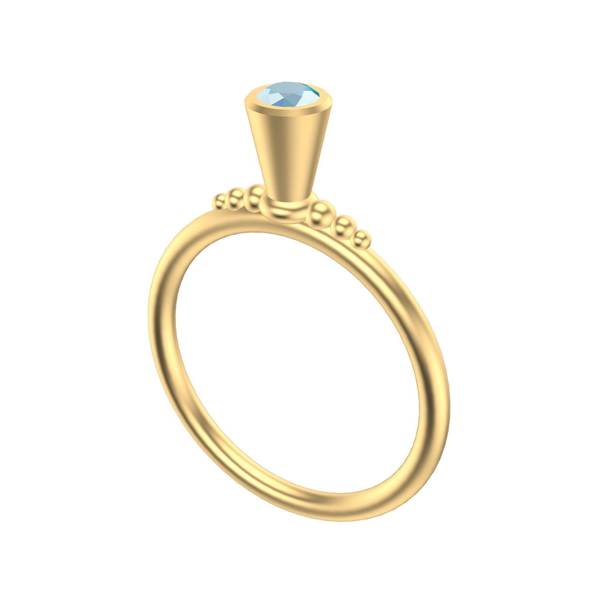 Victoria V-Cone Shaped Stacker | Gold Stacking Ring With Granules | Choose Your Metal And Gemstones