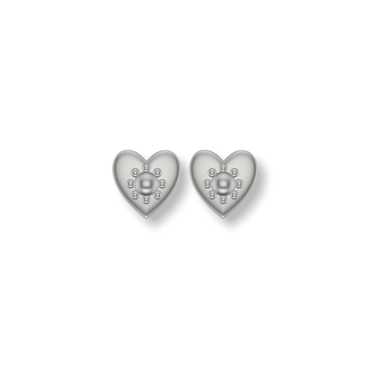 Little Love Heart Studded Earrings  | Gold Studs | Choose Your Metal