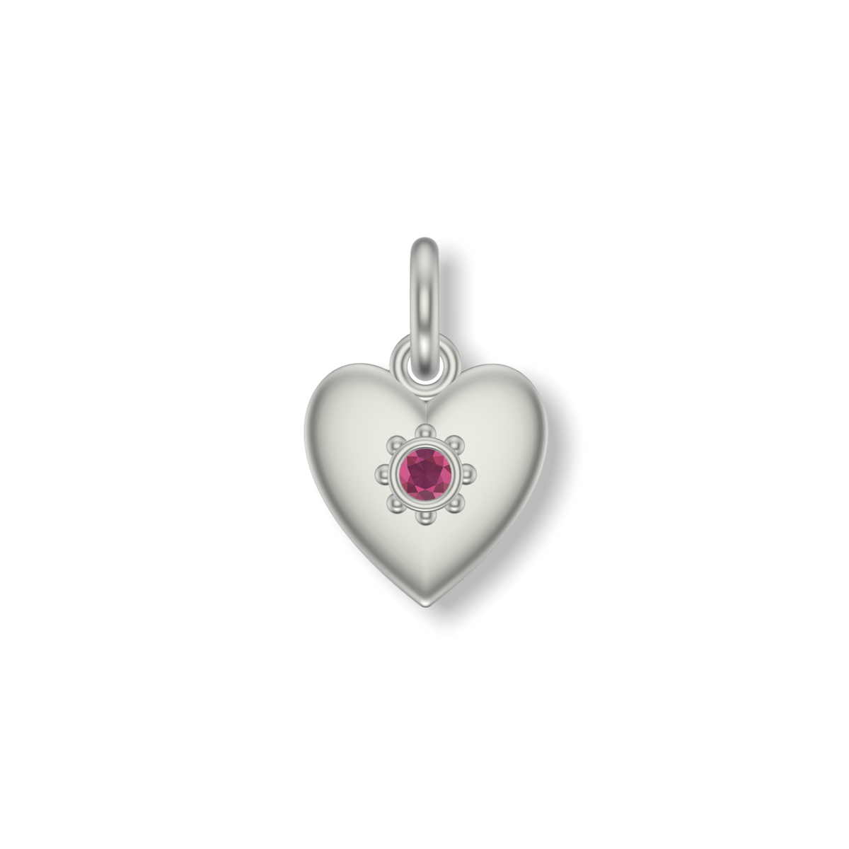 Little Love Heart Studded Charm | Silver Pendant | Choose Your Gemstone