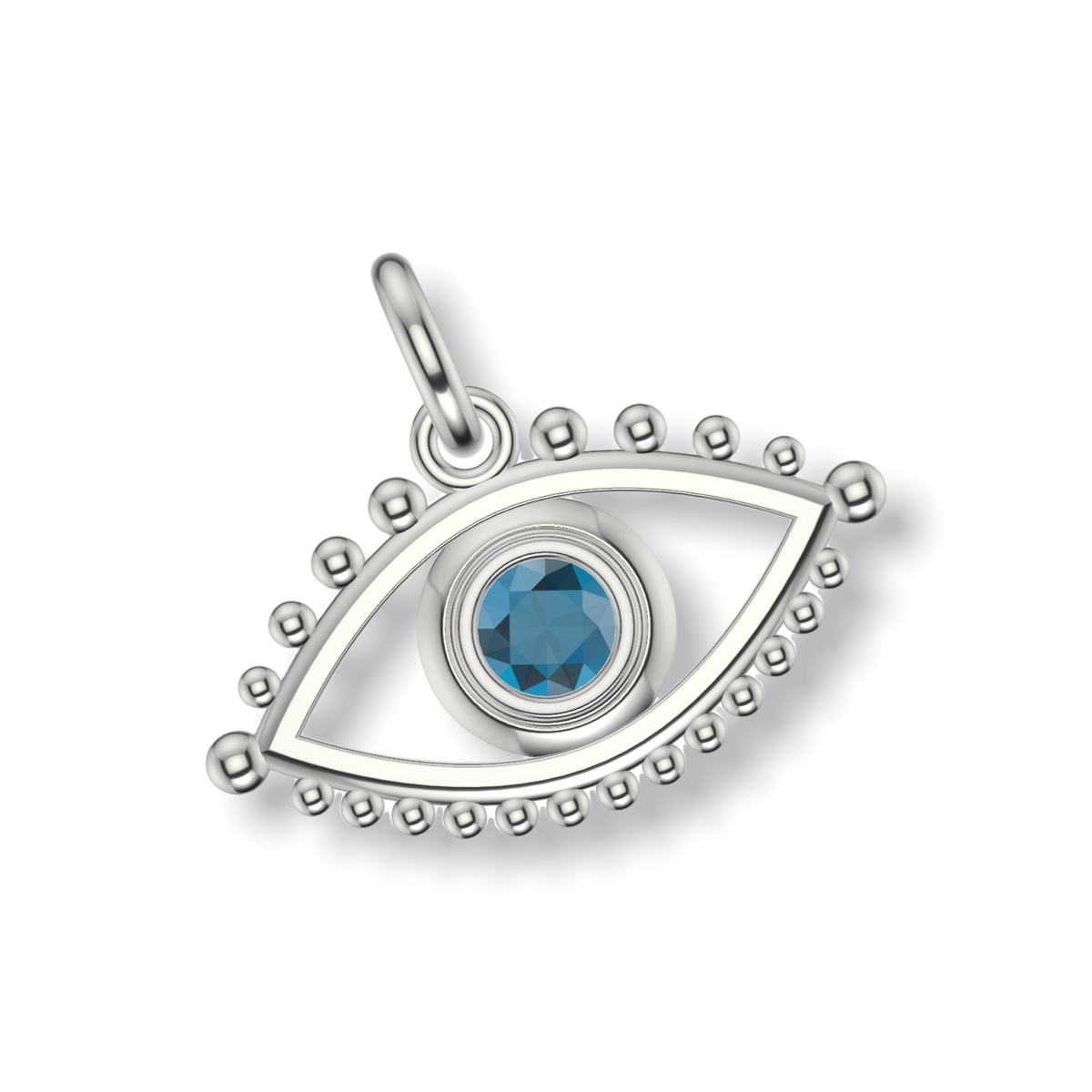 Eye Of Sarah Marquise Framed Evil Eye Charm | Silver Pendant With Granules | Choose Your Gemstone