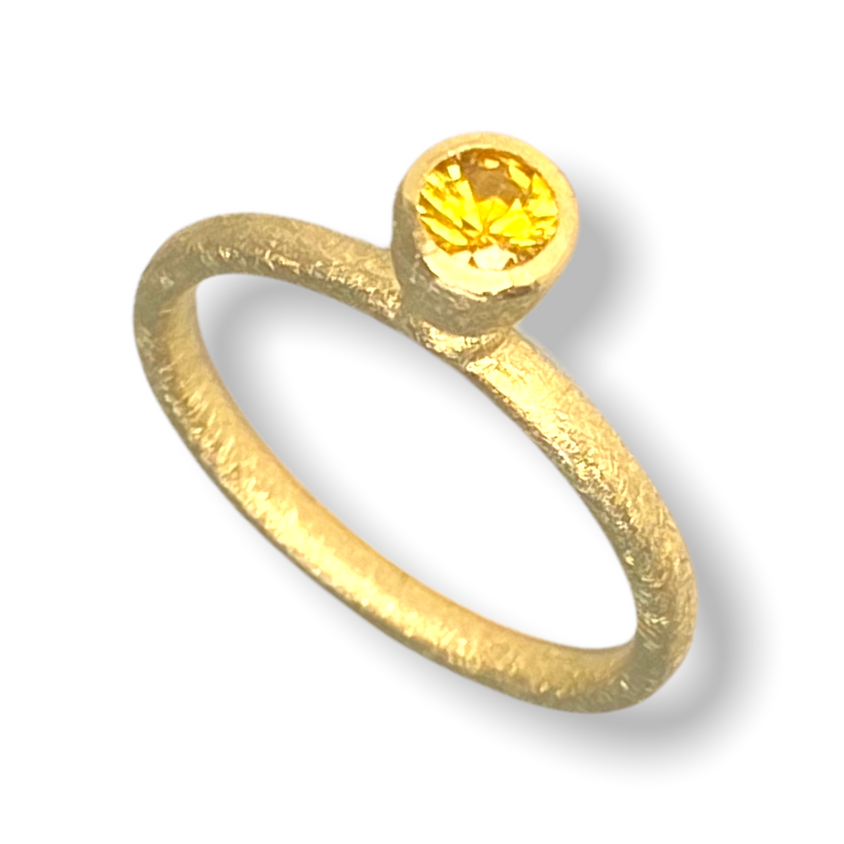 Tulip Tall Cone Shaped Stacker | 9ct Gold Stacking Ring  | Yellow Sapphire | Size O½