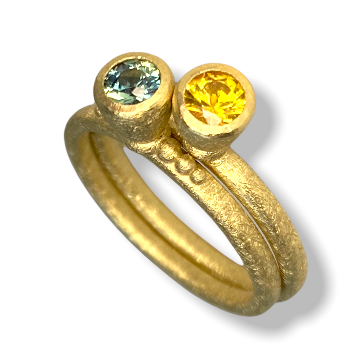 Tulip Tall Cone Shaped Stacker | 9ct Gold Stacking Ring  | Yellow Sapphire | Size O½