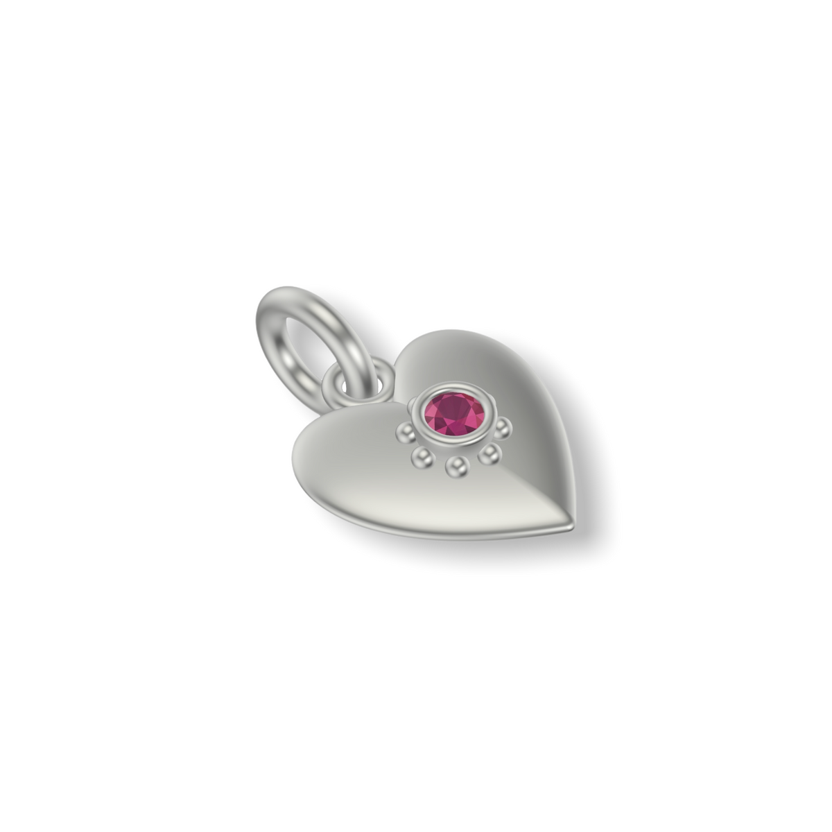 Little Love Heart Studded Charm | Silver Pendant | Choose Your Gemstone