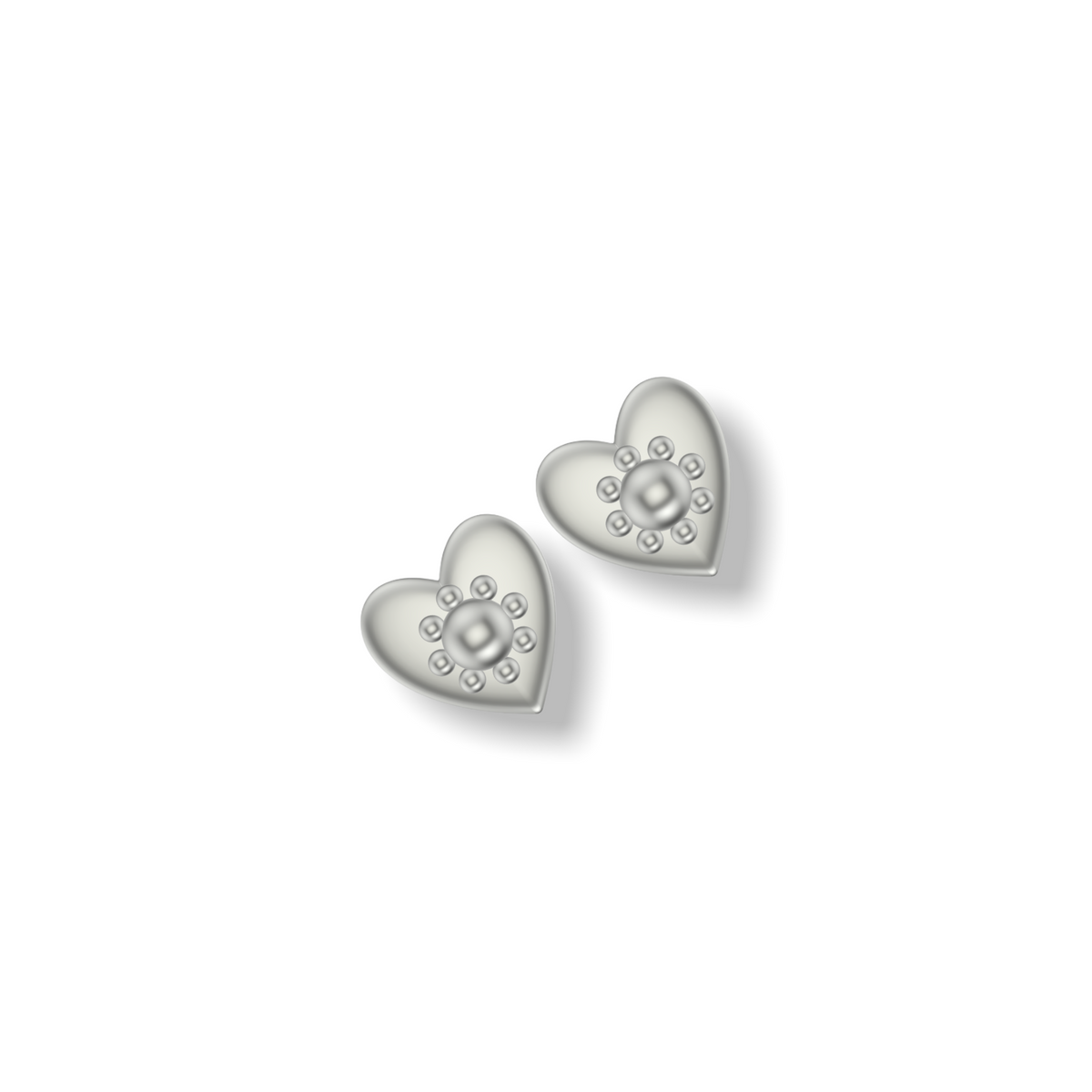 Little Love Heart Studded Earrings  | Silver Studs