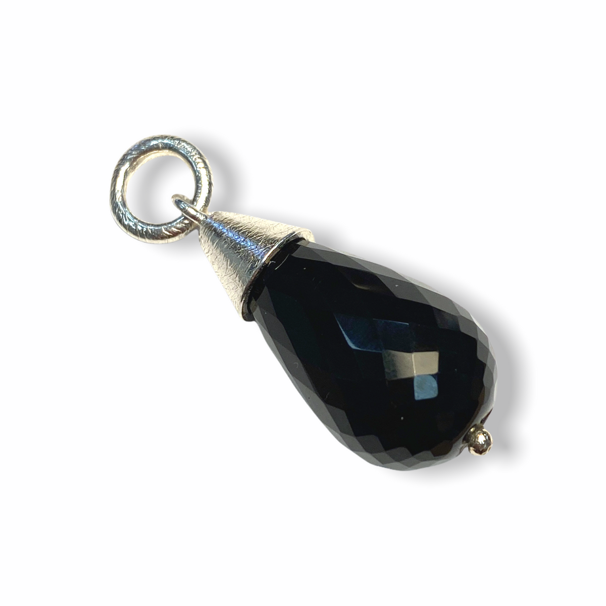 Jewel Drop Charm | Silver Pendant, Large | Black Onyx