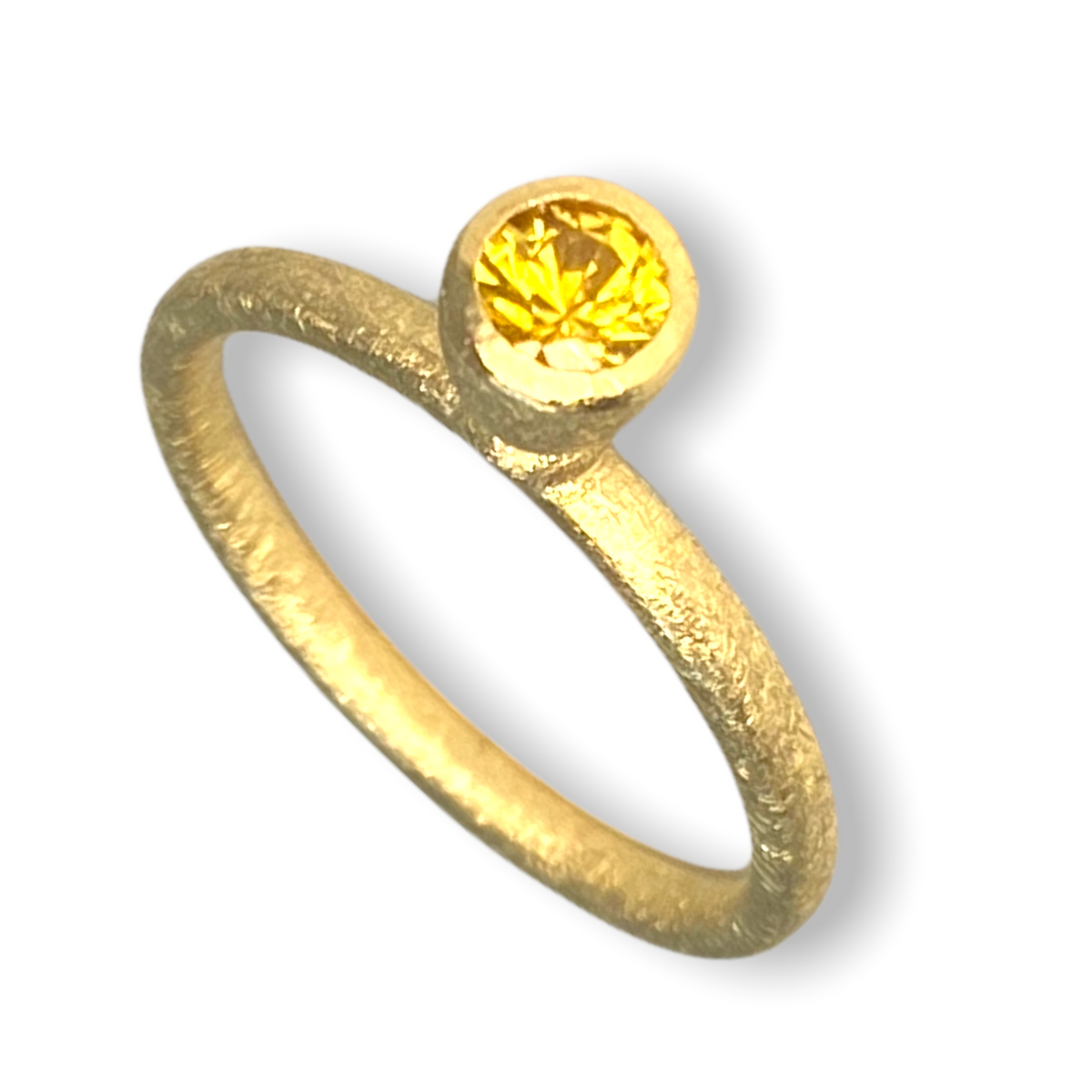 Tulip Tall Cone Shaped Stacker | 9ct Gold Stacking Ring  | Yellow Sapphire | Size O½