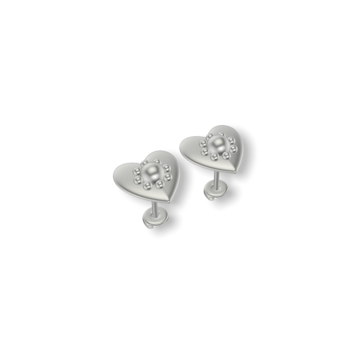 Little Love Heart Studded Earrings  | Silver Studs