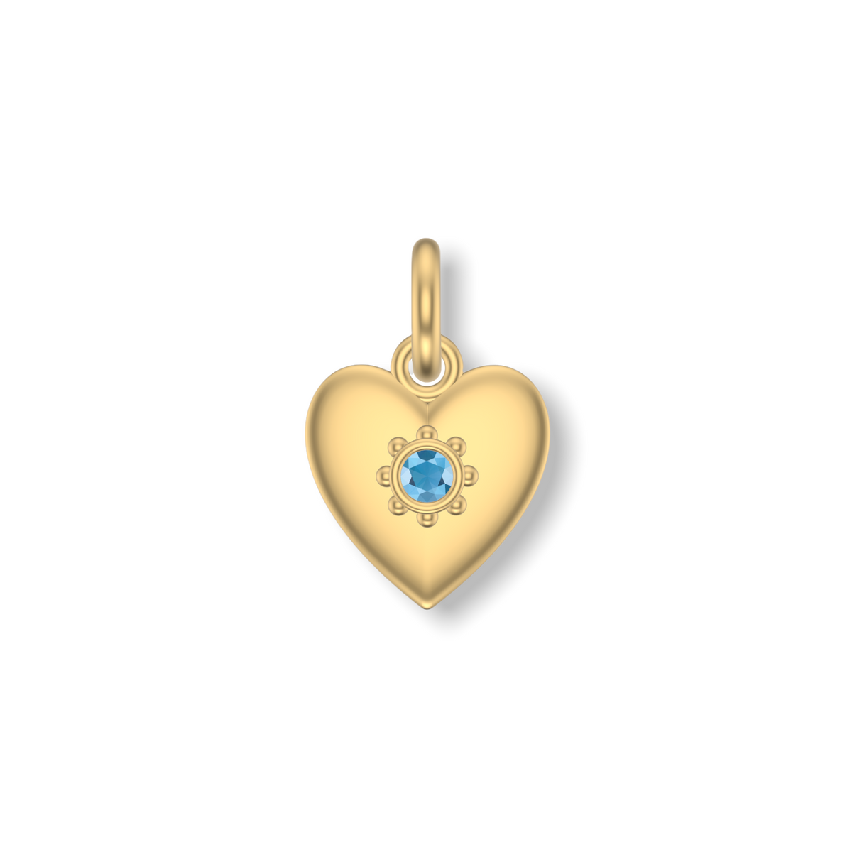 Little Love Heart Studded Charm | Gold Pendant | Choose Your Gemstone