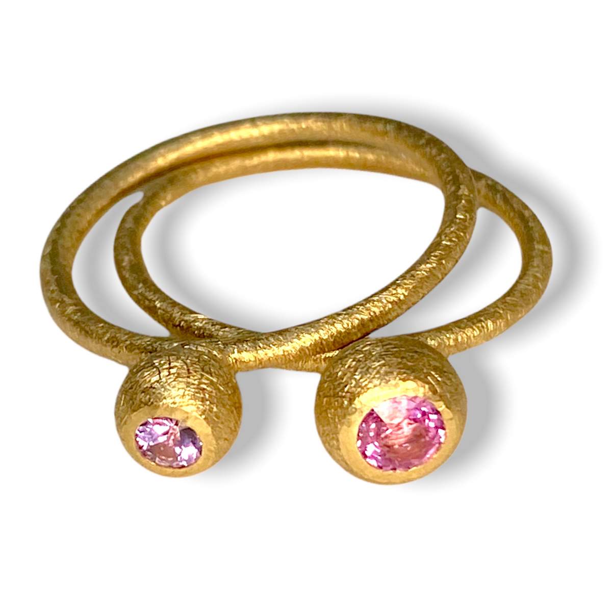 Sarah Little Ball Shaped Stacker | 9ct Gold Stacking Ring | Pinky Purple Sapphire | Size P½