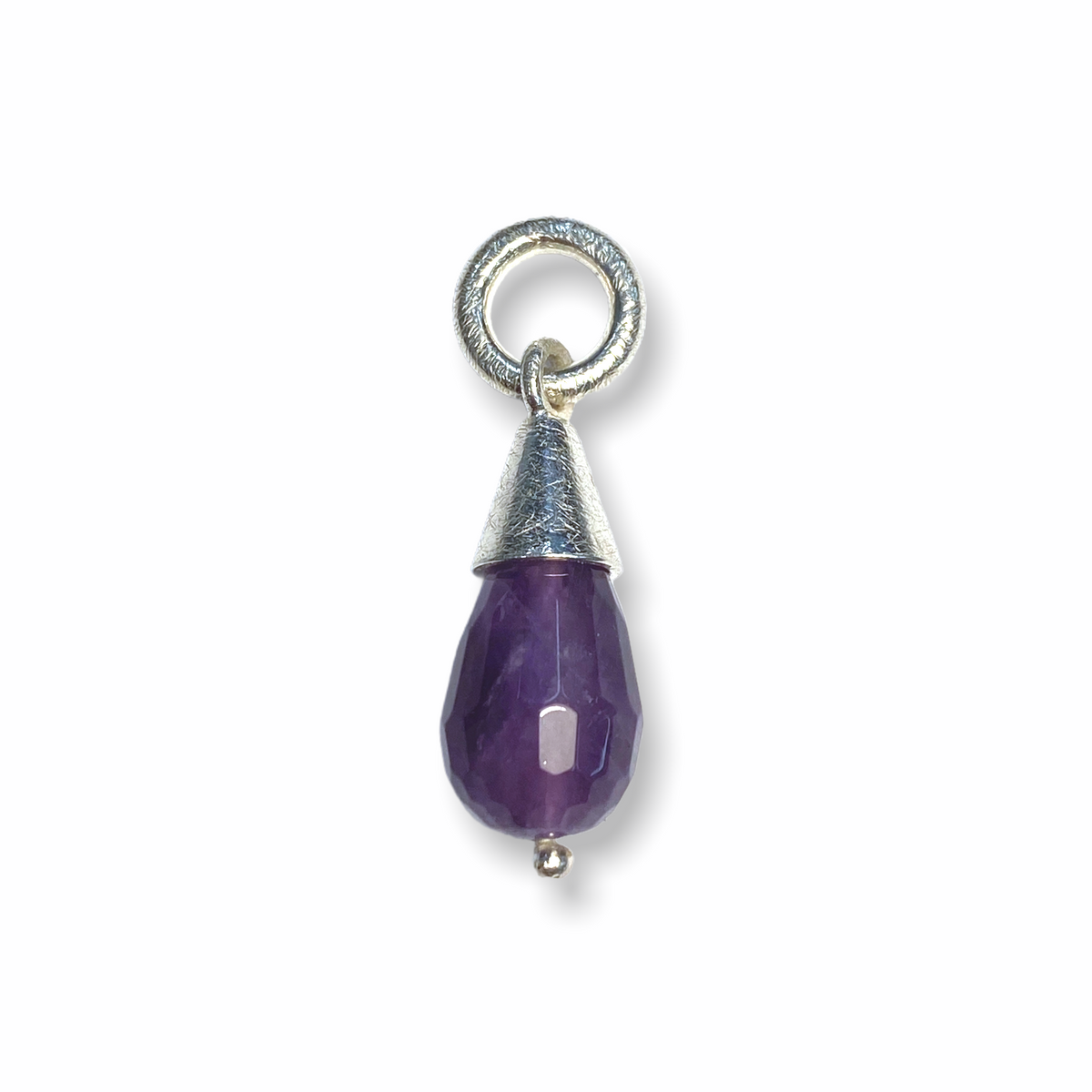 Jewel Drop Charm | Silver Pendant, Small | Purple Amethyst