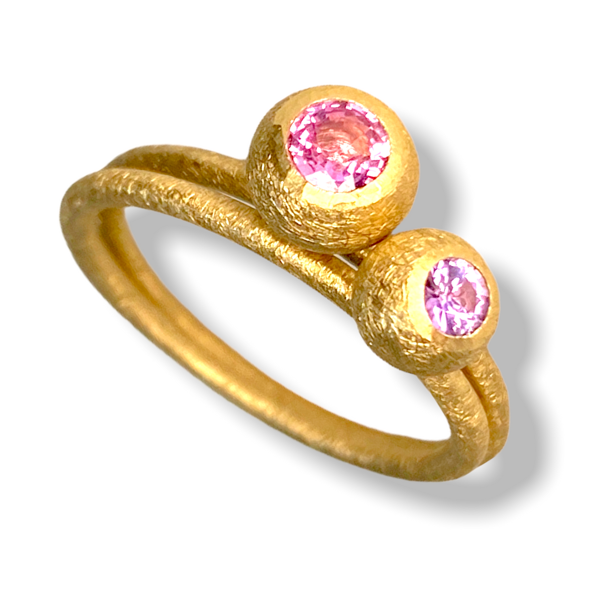 Sarah Little Ball Shaped Stacker | 9ct Gold Stacking Ring | Pinky Purple Sapphire | Size P½