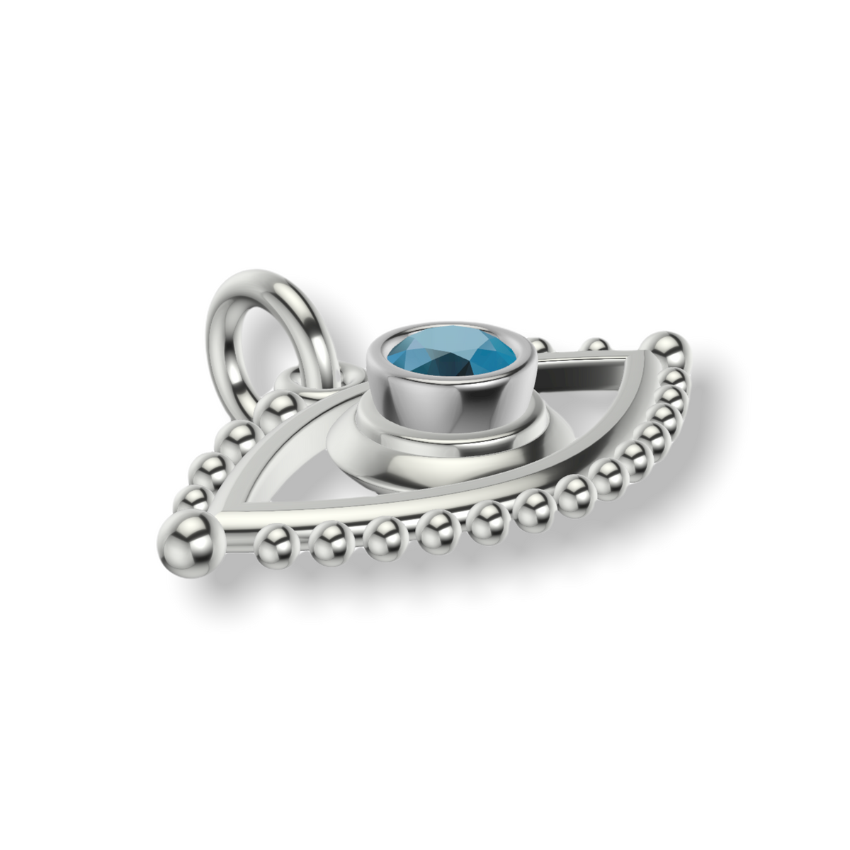 Eye Of Sarah Marquise Framed Evil Eye Charm | Silver Pendant With Granules | Choose Your Gemstone