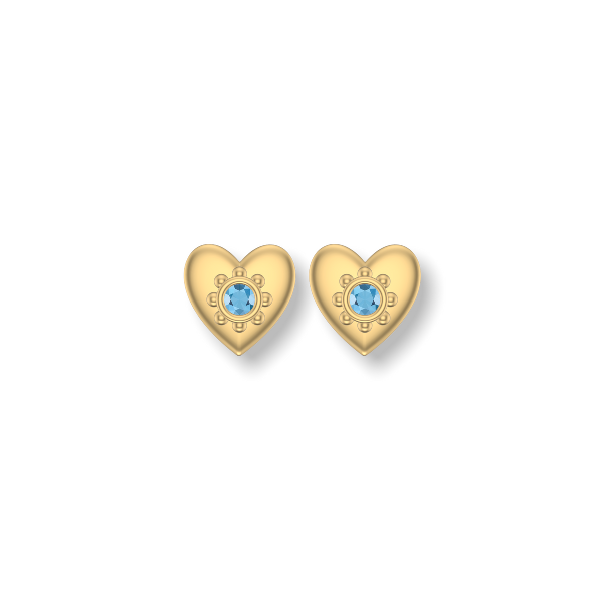 Little Love Heart Studded Earrings  | Gold Studs | Choose Your Gemstones