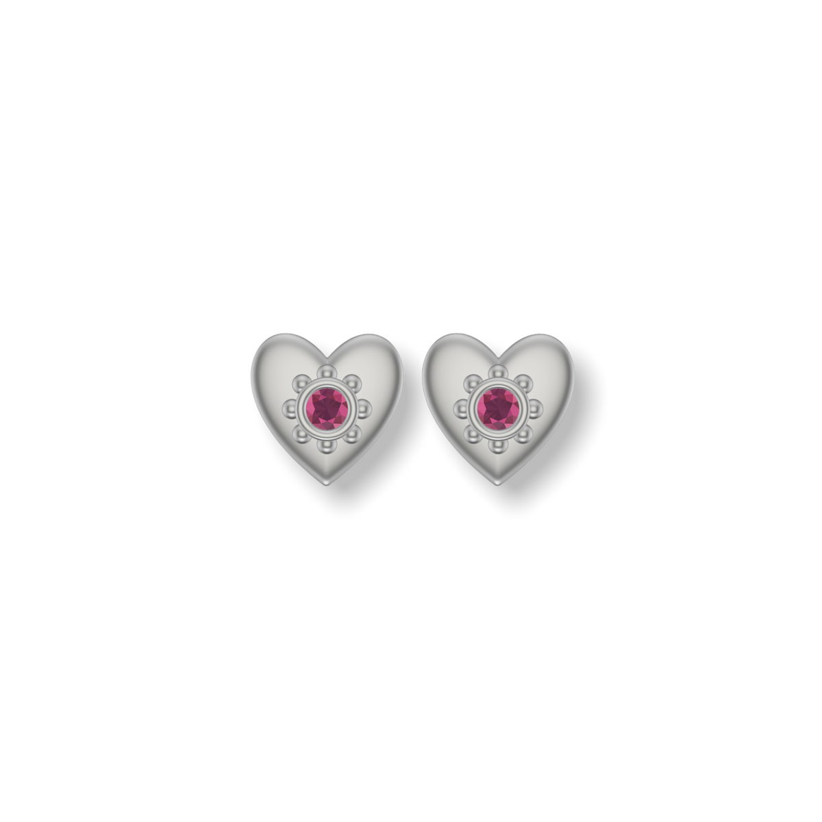 Little Love Heart Studded Earrings  | Gold Studs | Choose Your Gemstones